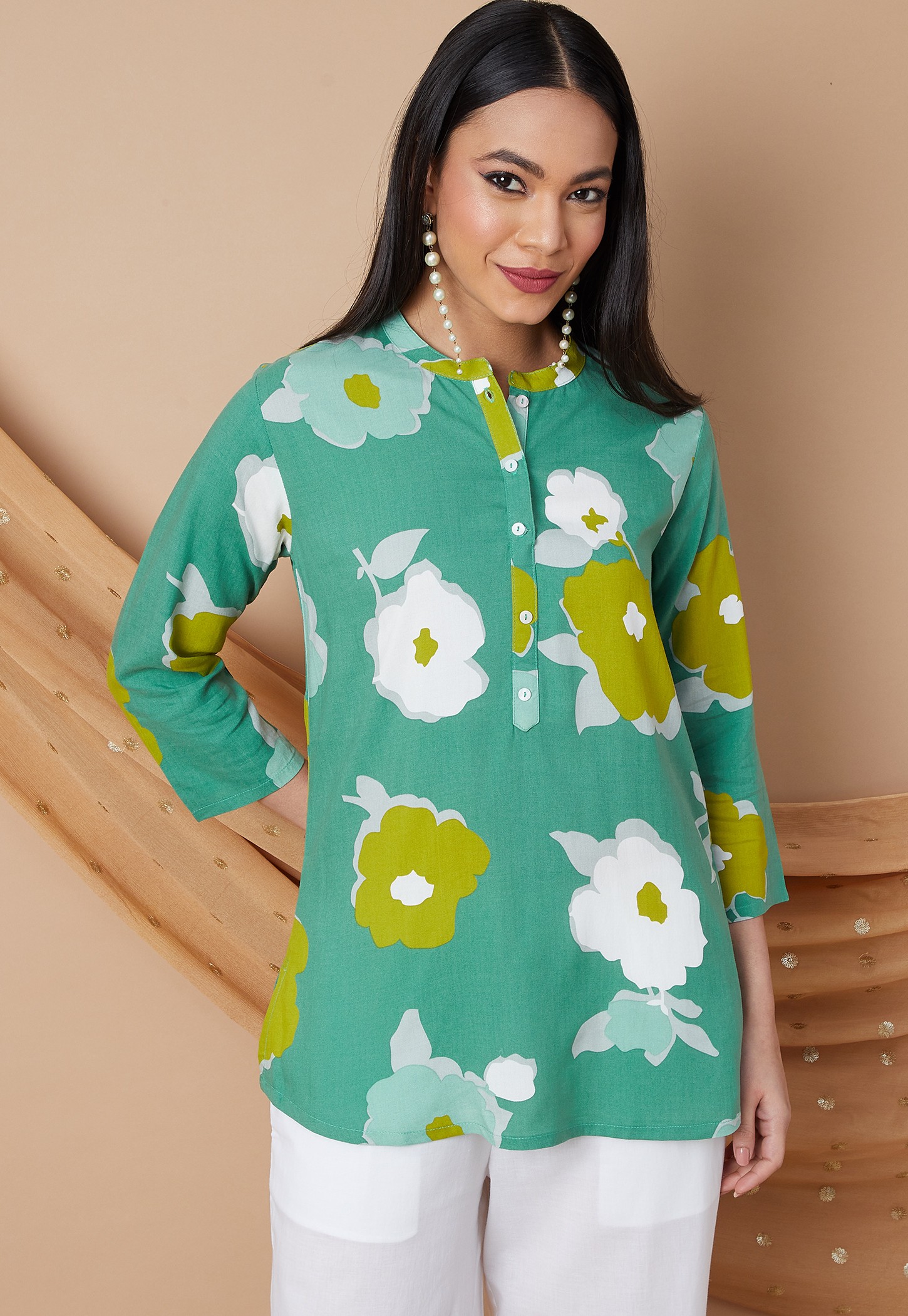MELANGE Floral Print Straight Kurti-picture-24