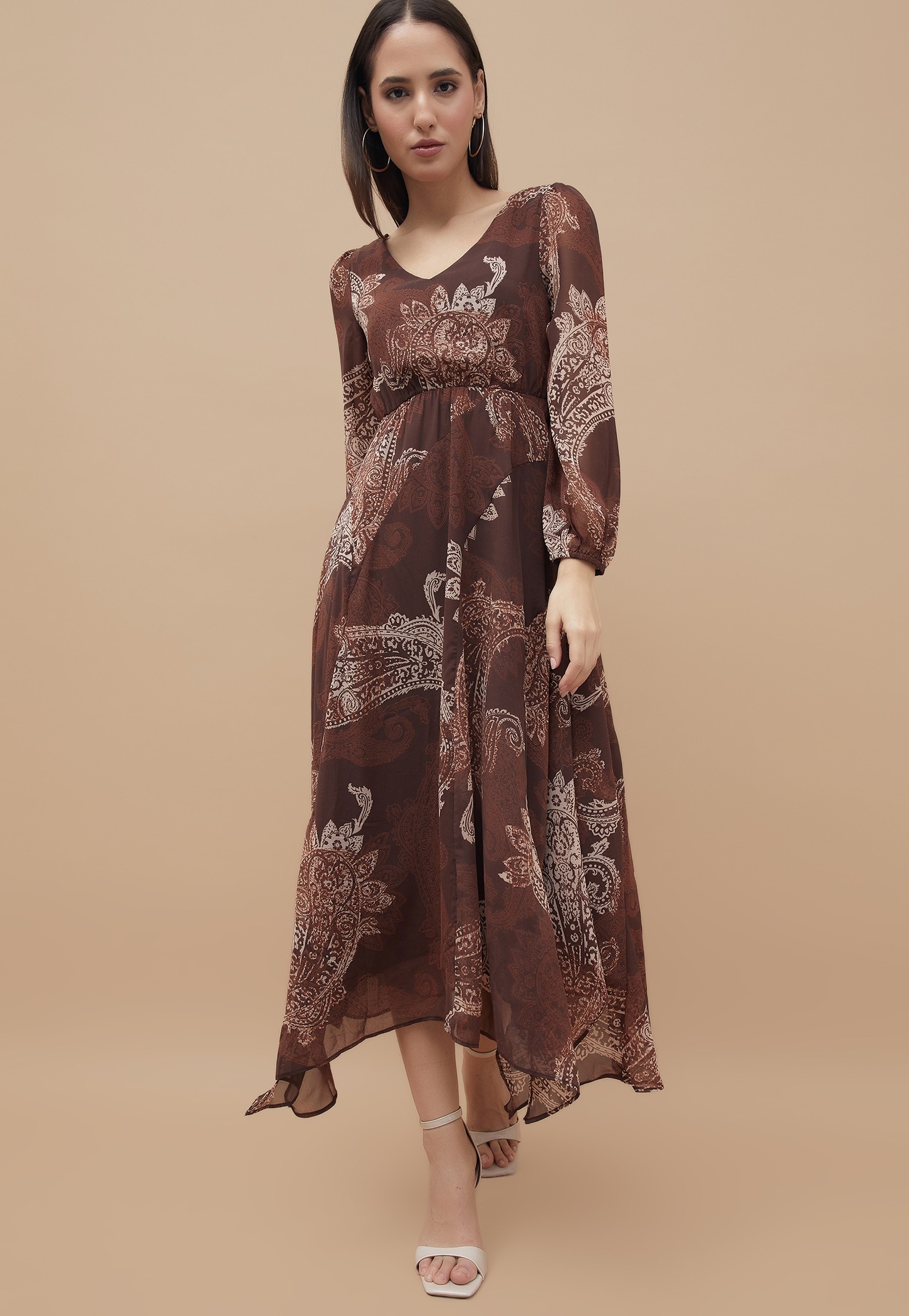 CODE Printed Asymmetric Midi Dress-picture-32
