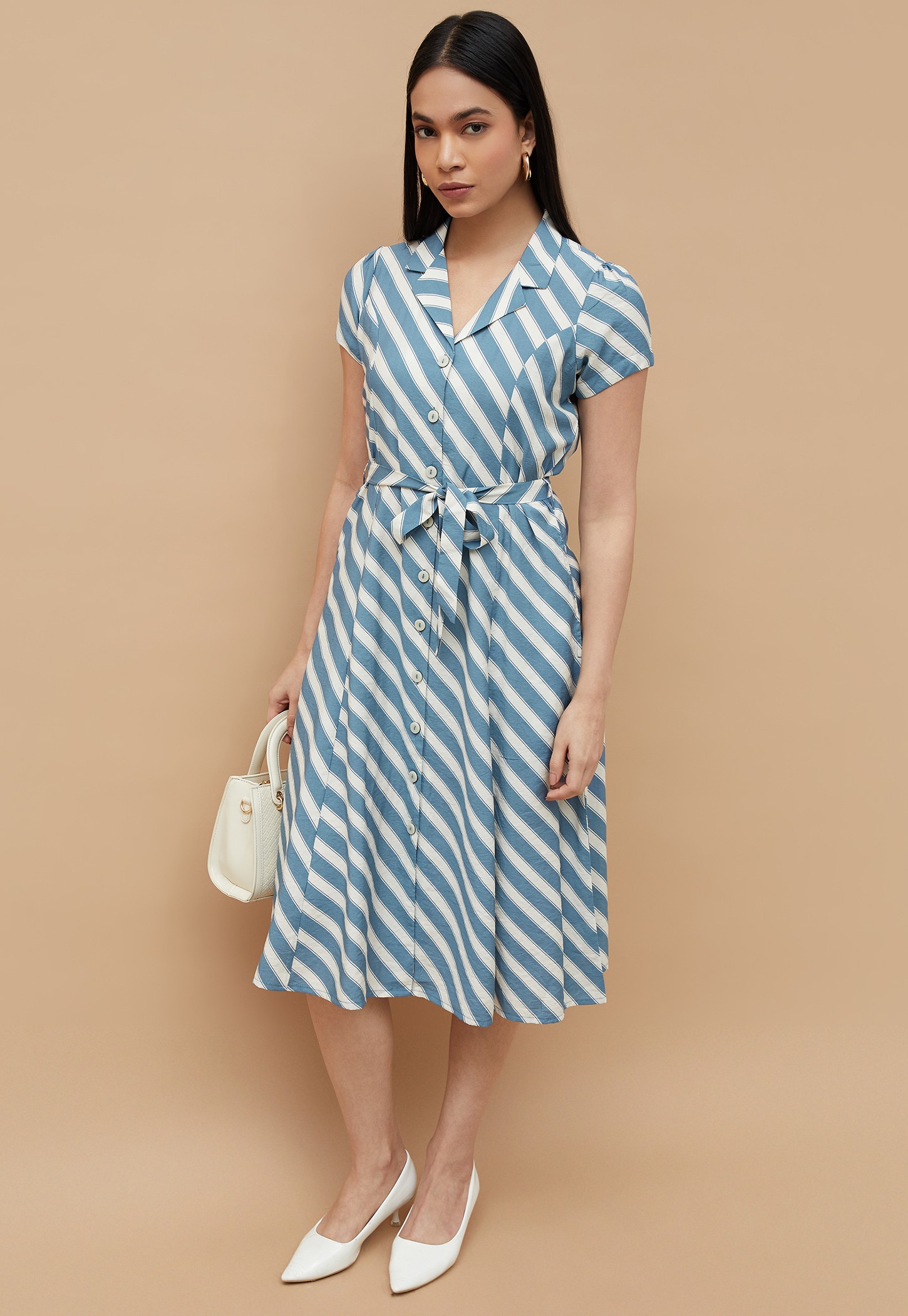 CODE Striped Shirt Dress-picture-30