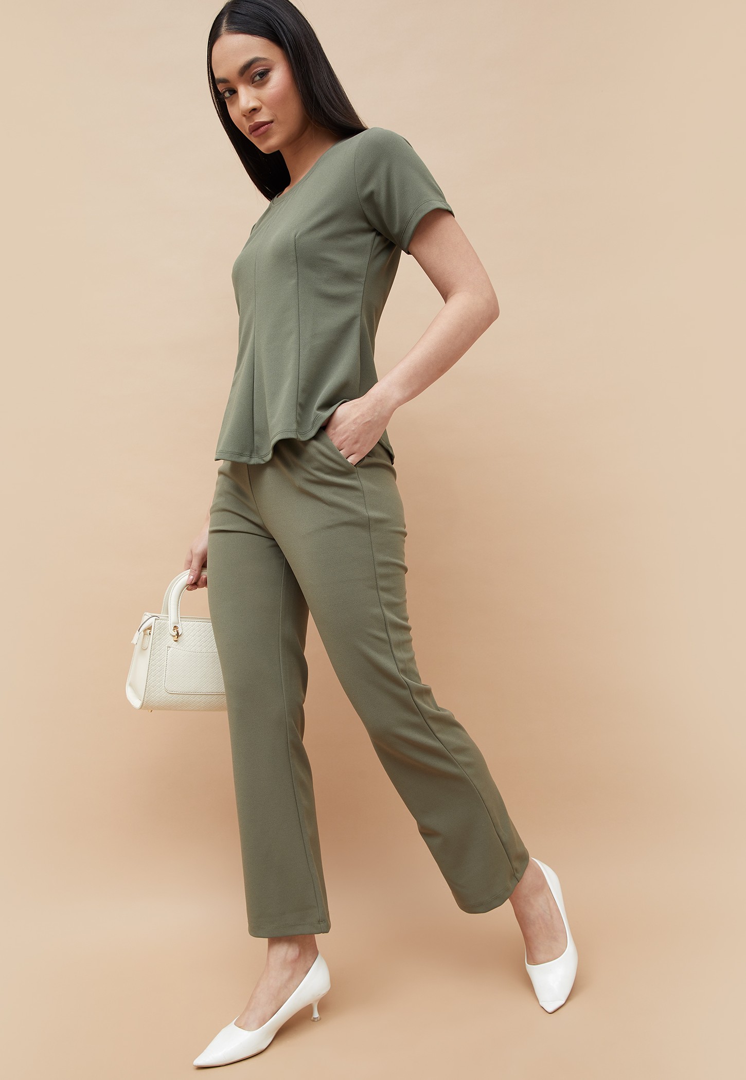 CODE Solid Straight Trousers-picture-39