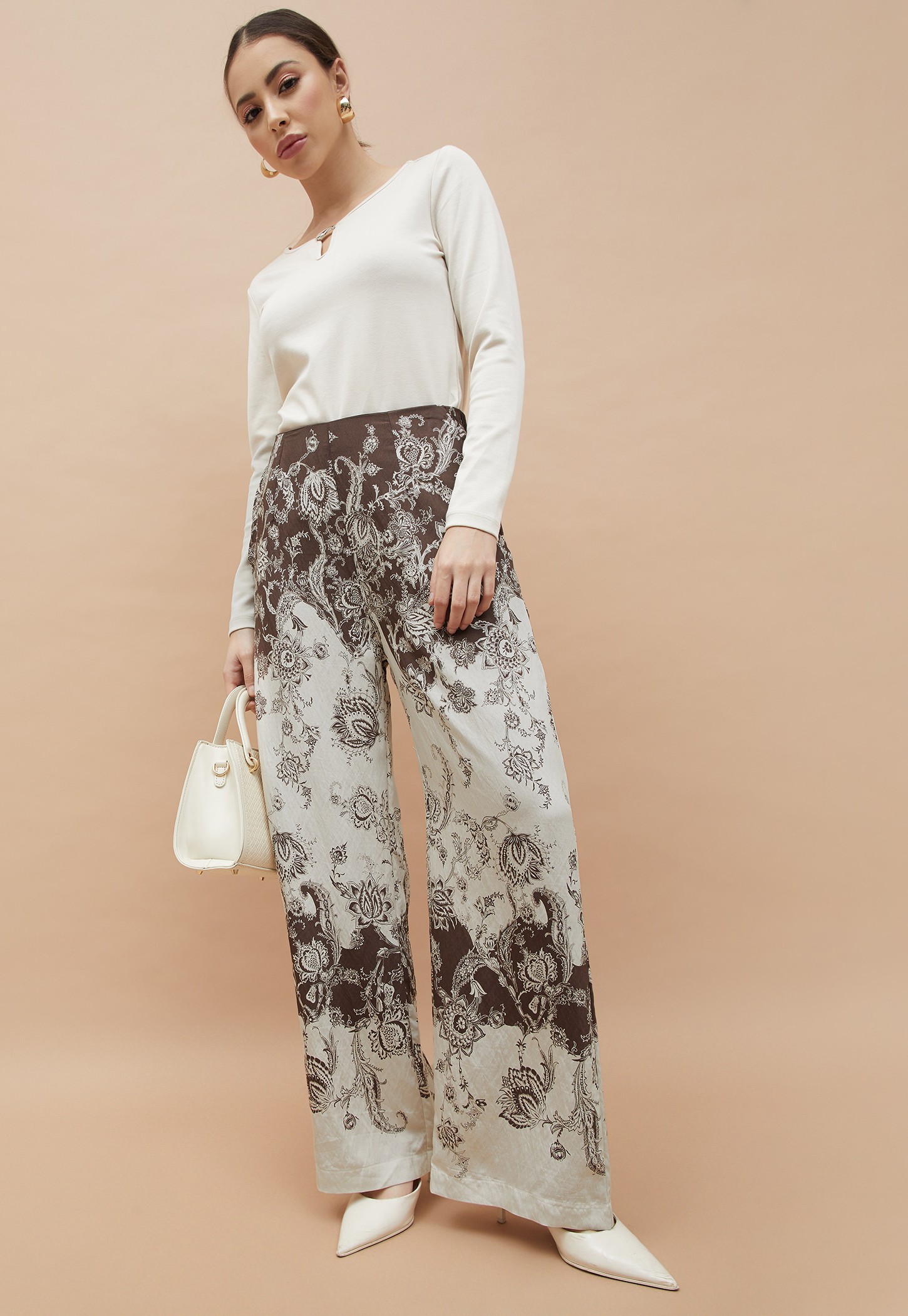 CODE Floral Print Straight Fit Pants-image-2