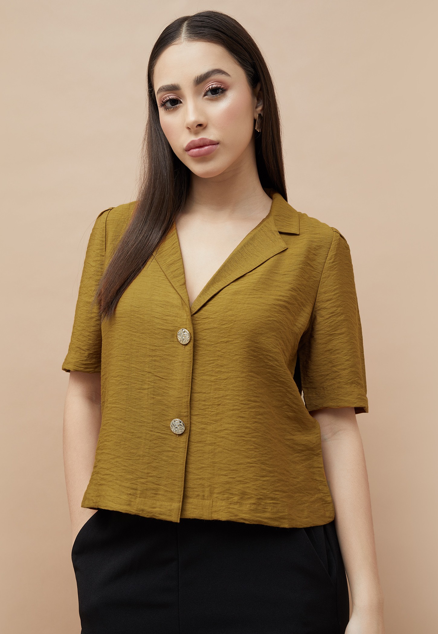 CODE Textured Shirt Style Top-image-27