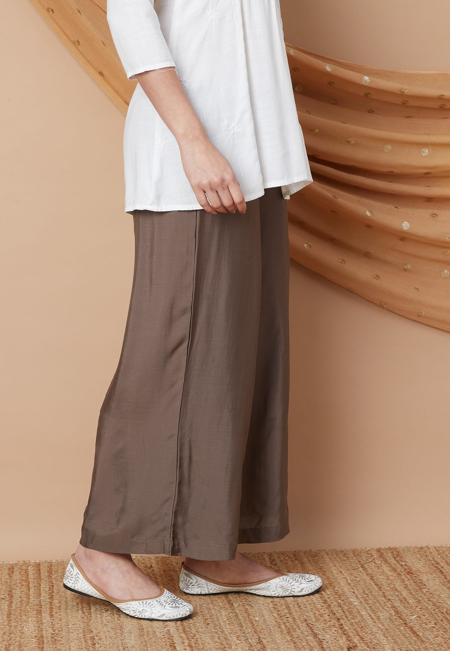MELANGE Solid Elasticated Palazzos-picture-43