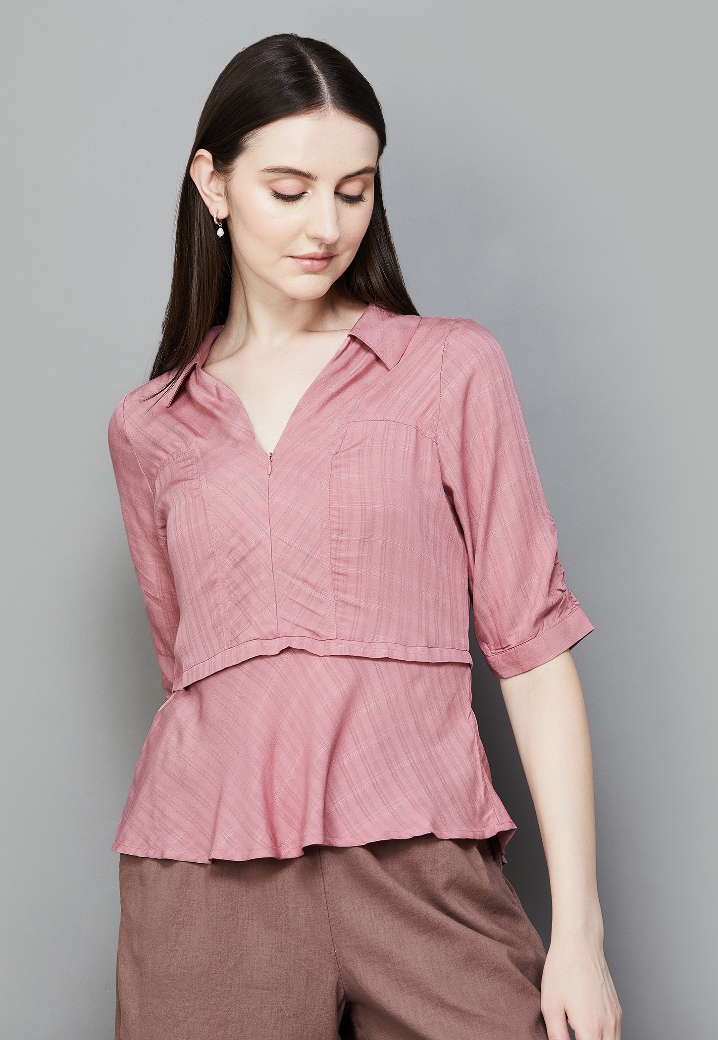 LATIN QUARTERS Patterned Peplum Top-picture-21