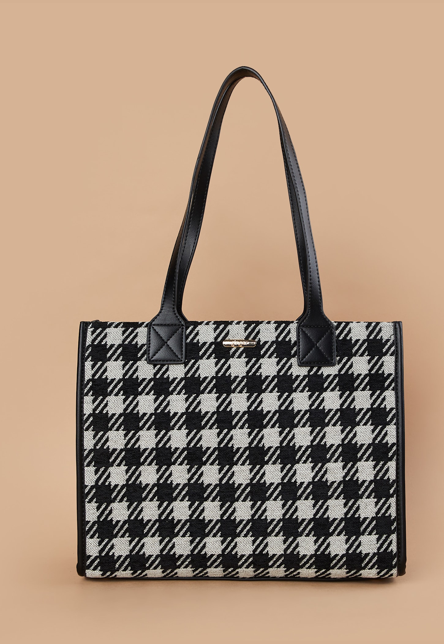 GINGER Houndstooth Patterned Handheld Bag-picture-36