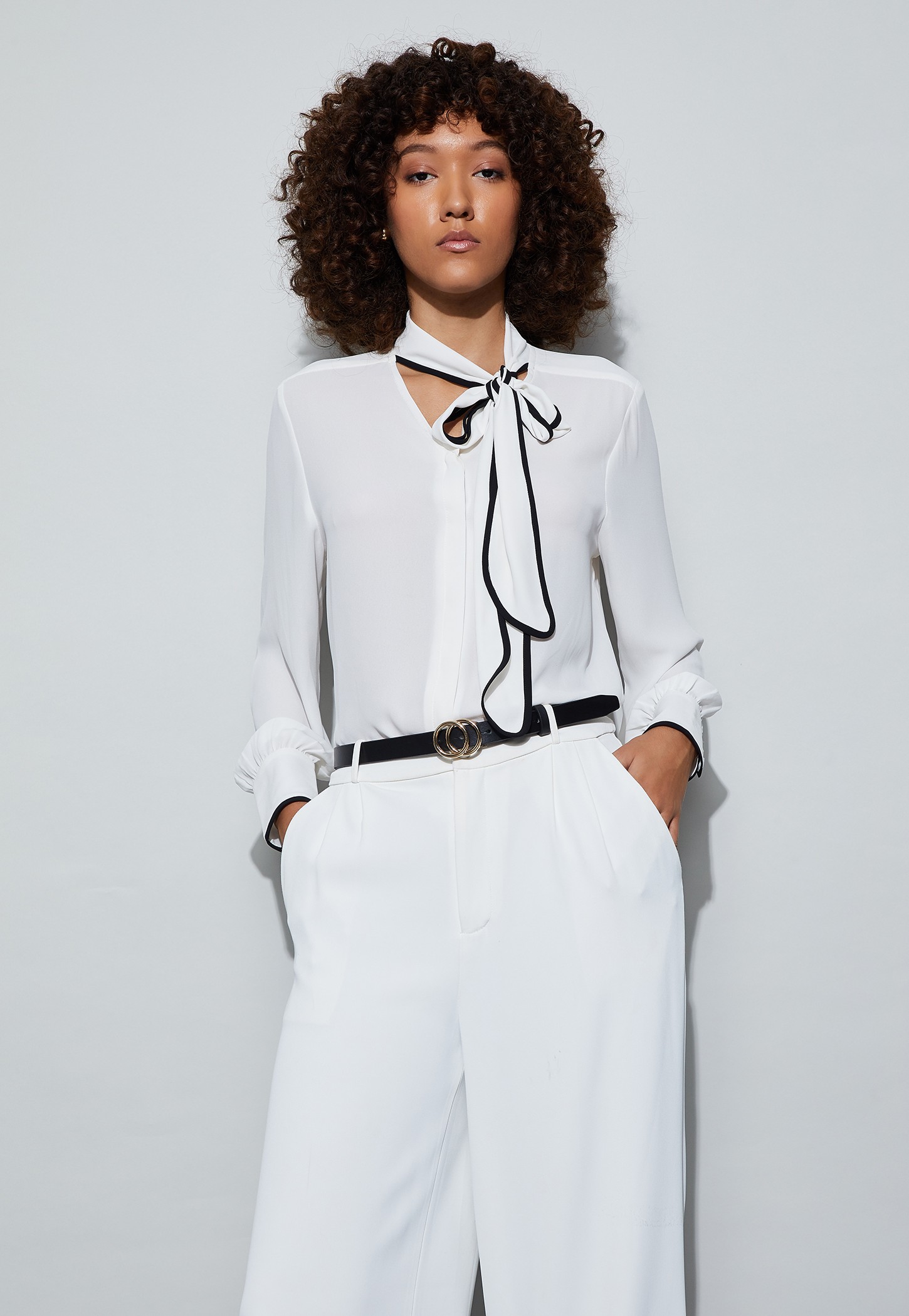 CODE CLASSIC Solid Tie-Up Neck Top-picture-19
