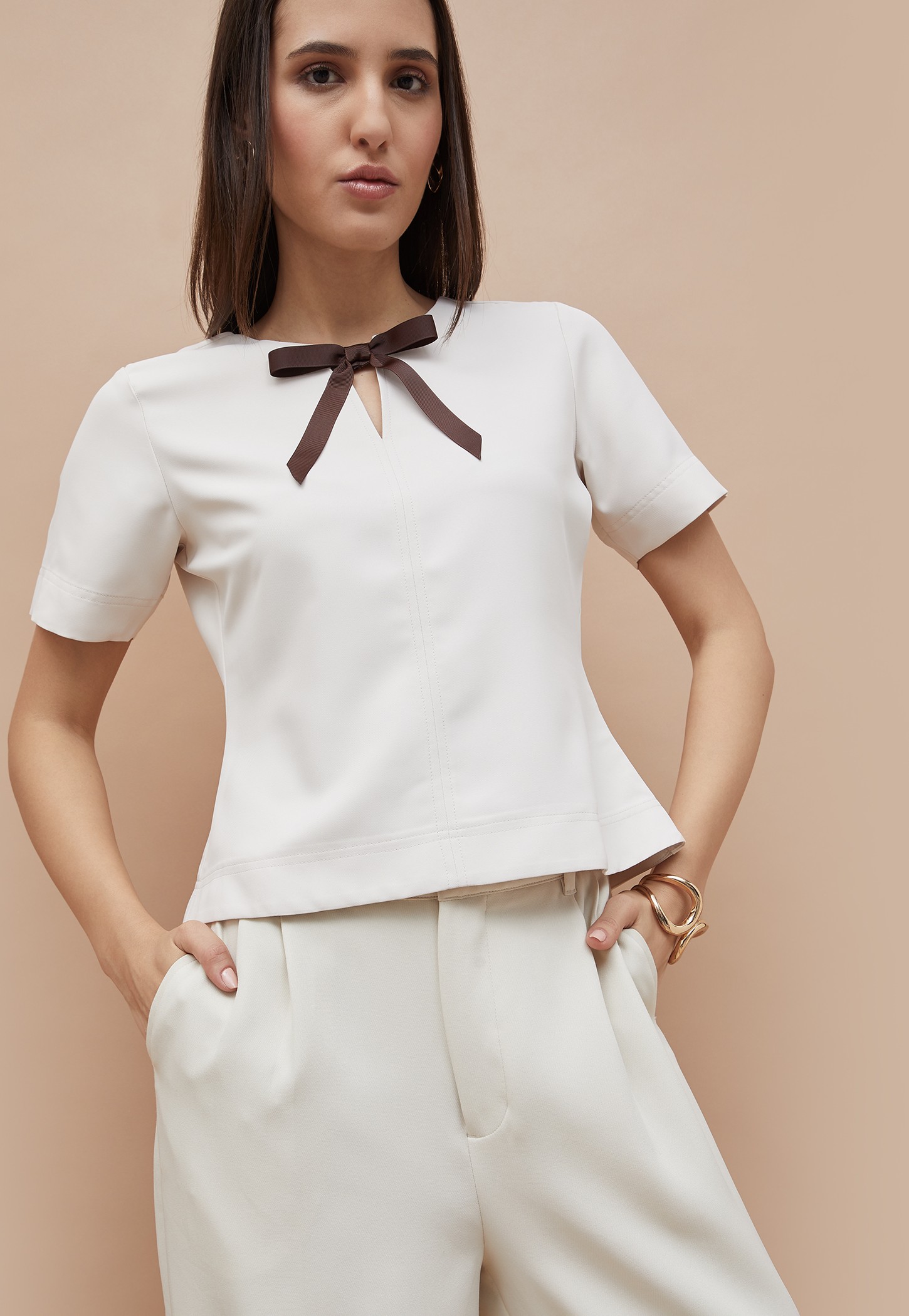 CODE CLASSIC Solid Bow Detail Top-picture-25