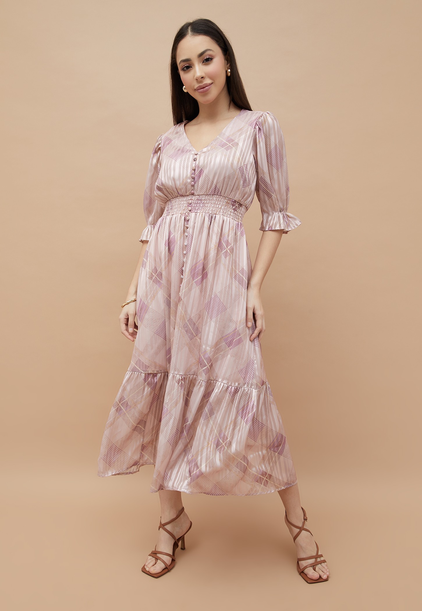 CODE Checked Fit & Flare Dress-picture-55