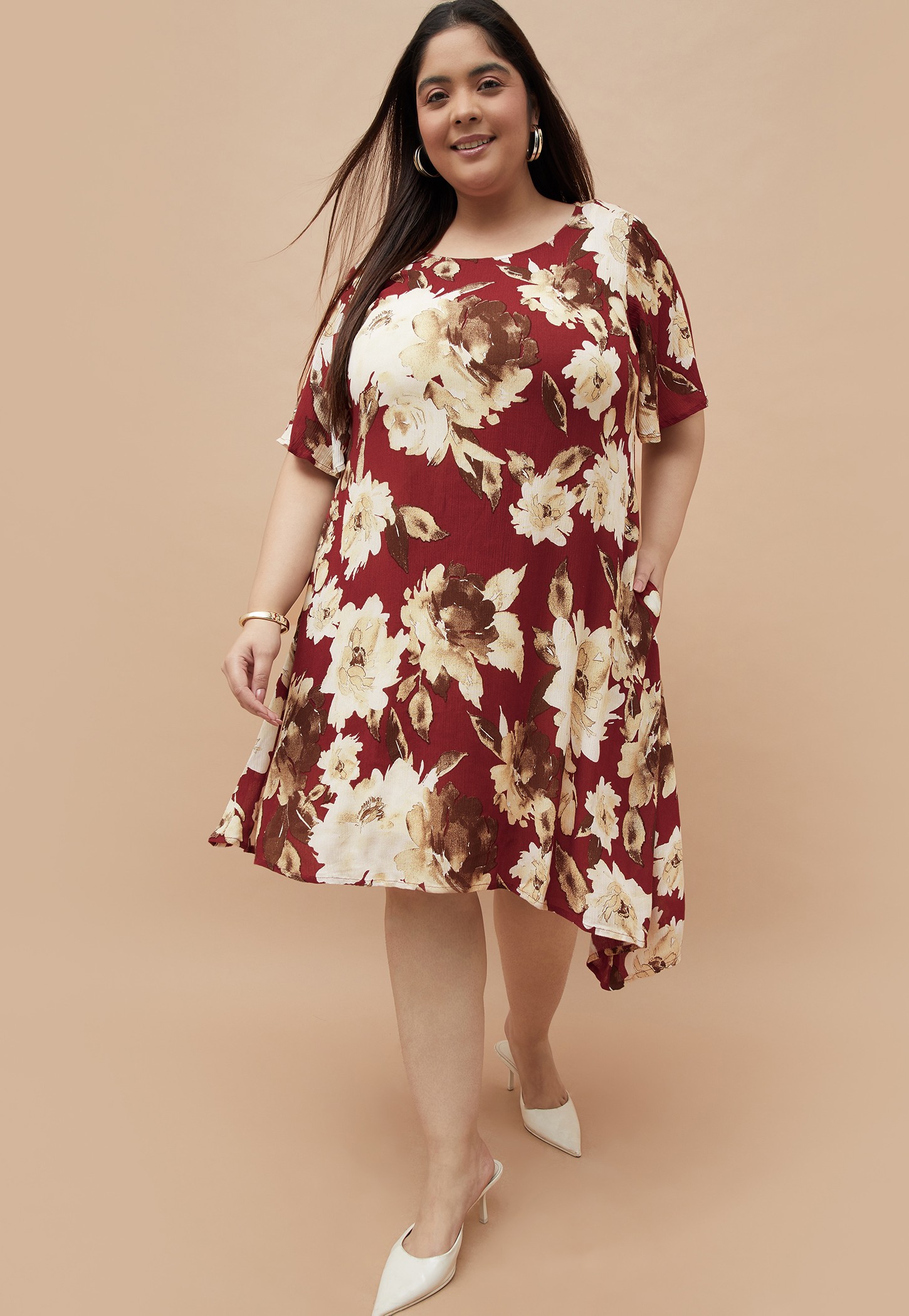 NEXUS Floral Print A-line Dress with Camisole-picture-2