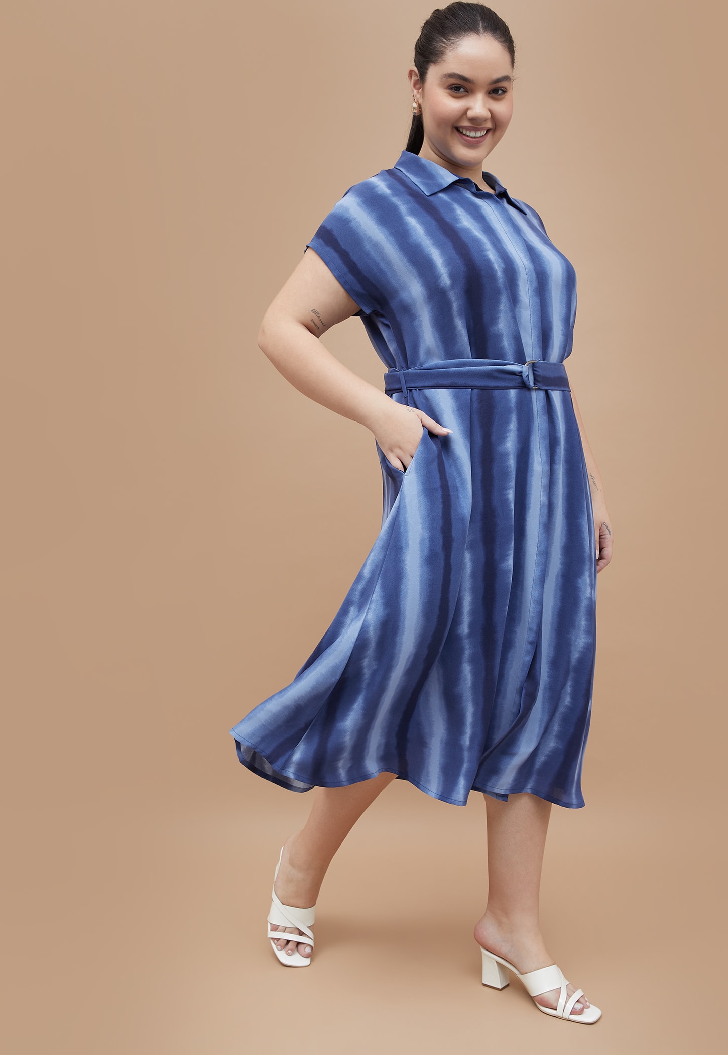 NEXUS Printed Belted Midi Dress-picture-18