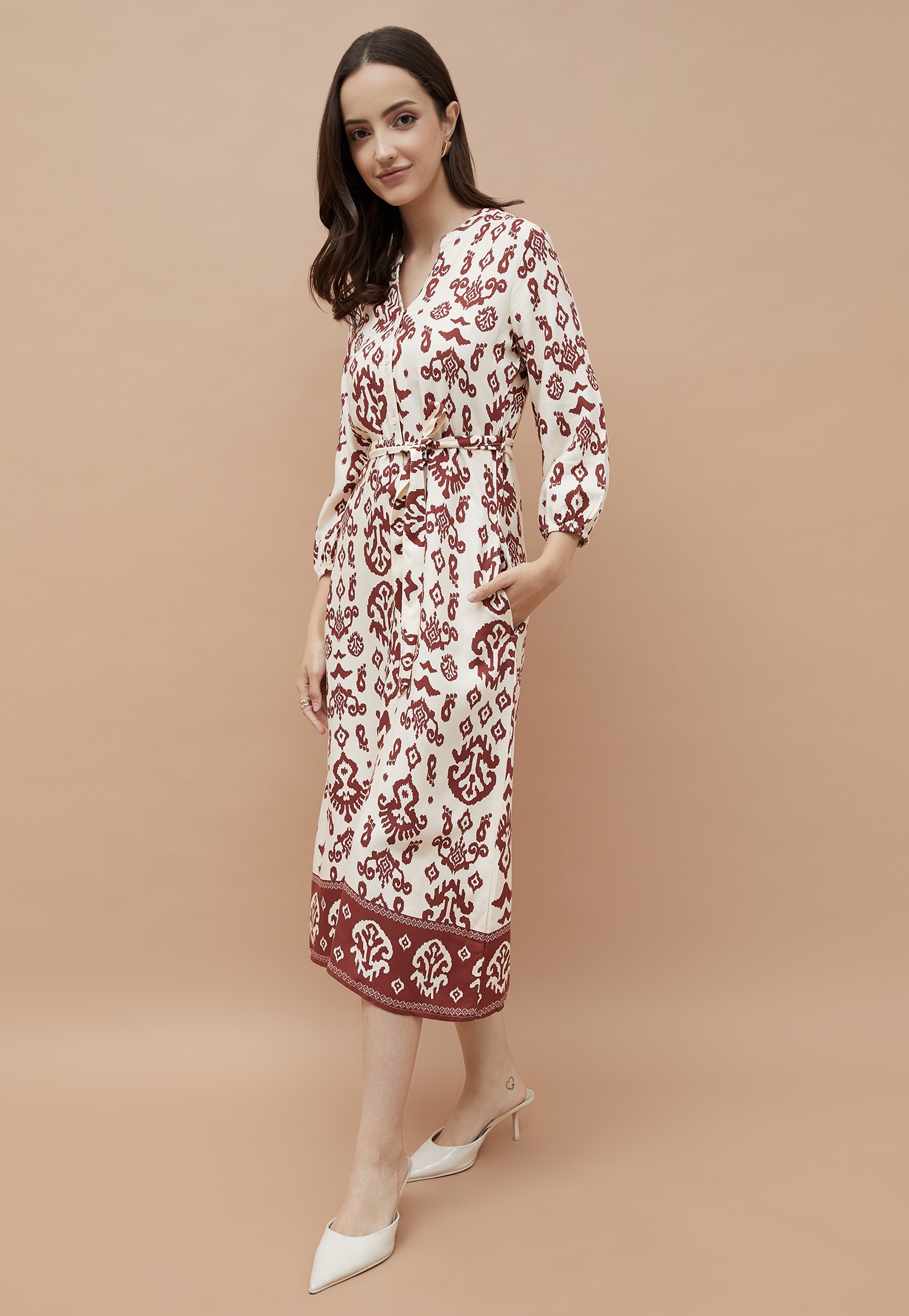 FAME FOREVER Ikat Print Shirt Dress-picture-13