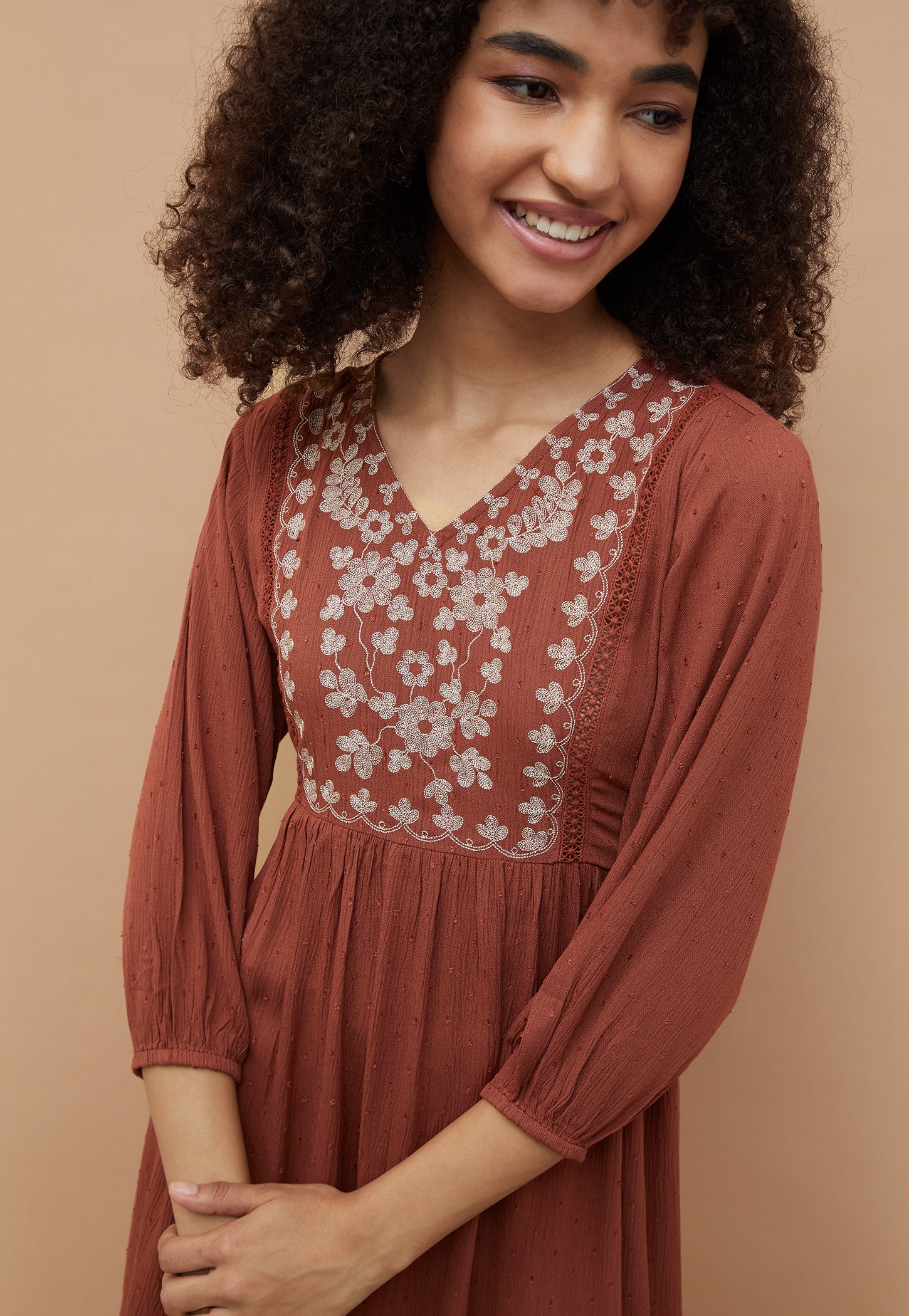 FAME FOREVER Embroidered A-Line Dress