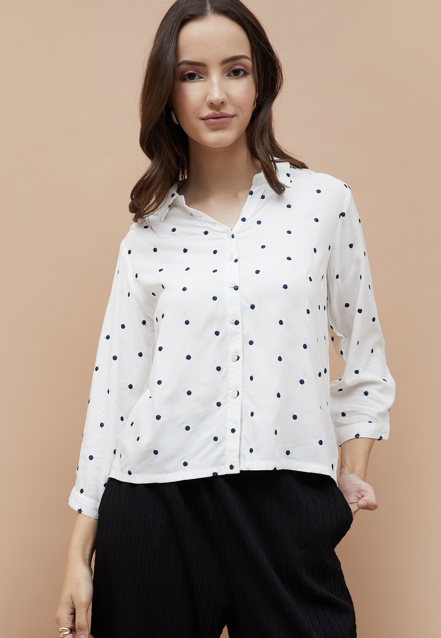 FAME FOREVER Polka Dot Embroidered Shirt-picture-12