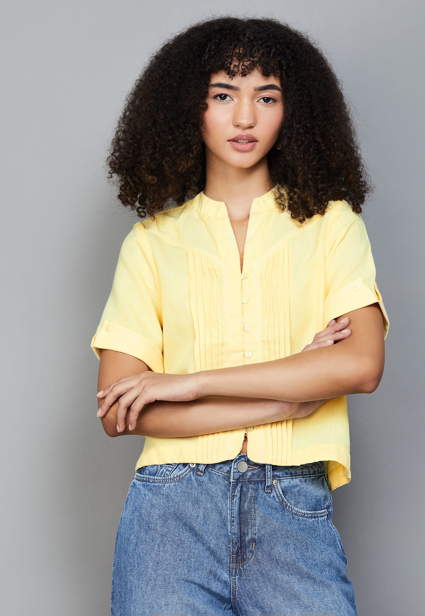 LATIN QUARTERS Pintuck Collared Top-picture-12