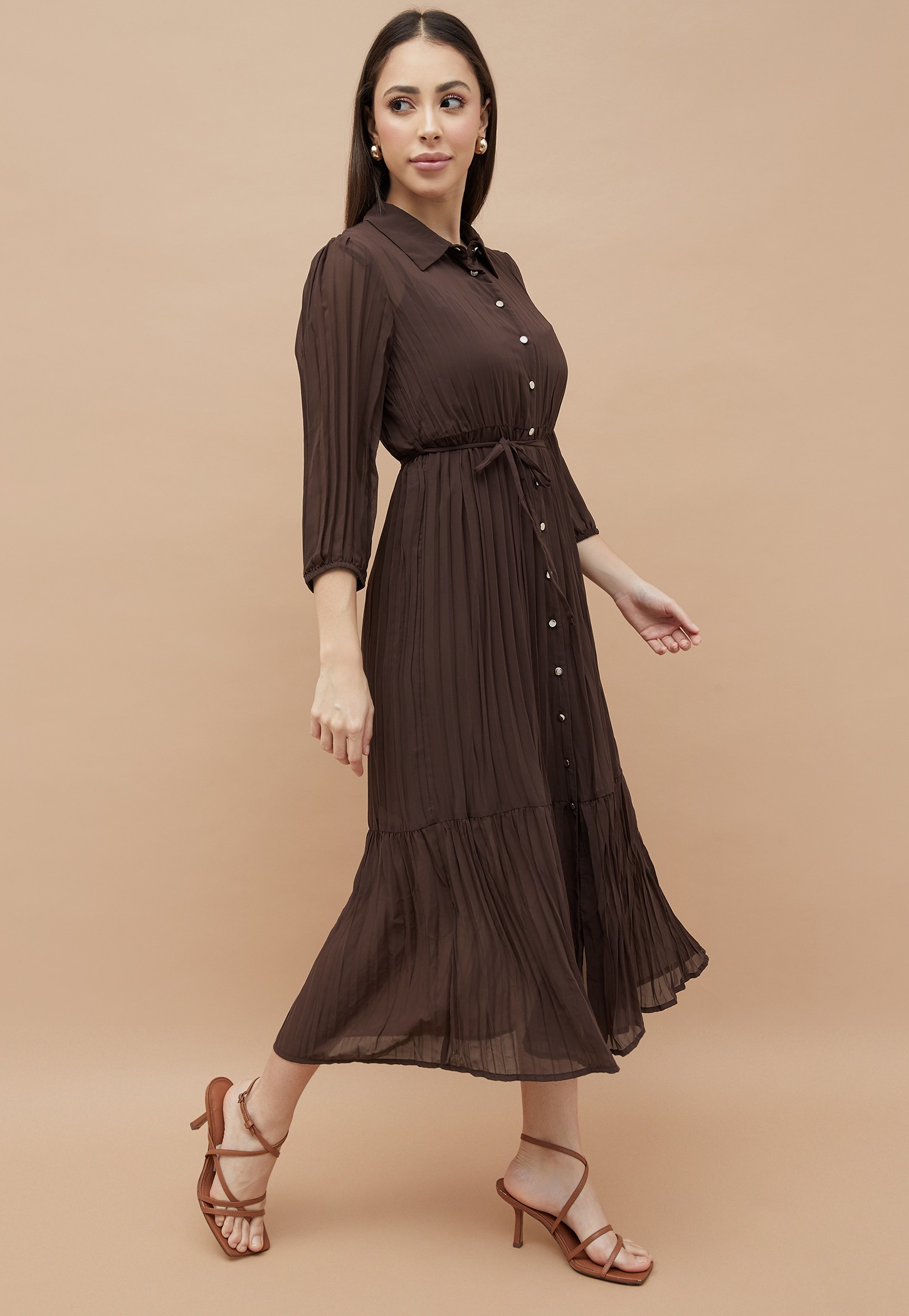 CODE Pleated Shirt Dress with Inner-picture-36