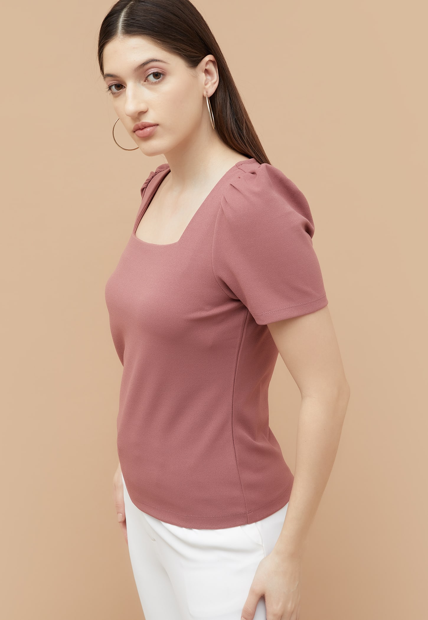 CODE Solid Puffed Sleeve Top-picture-20