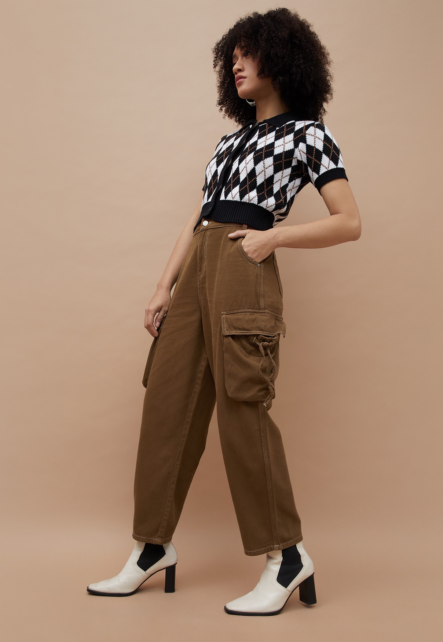 GINGER Solid Cargo Jeans-image-0