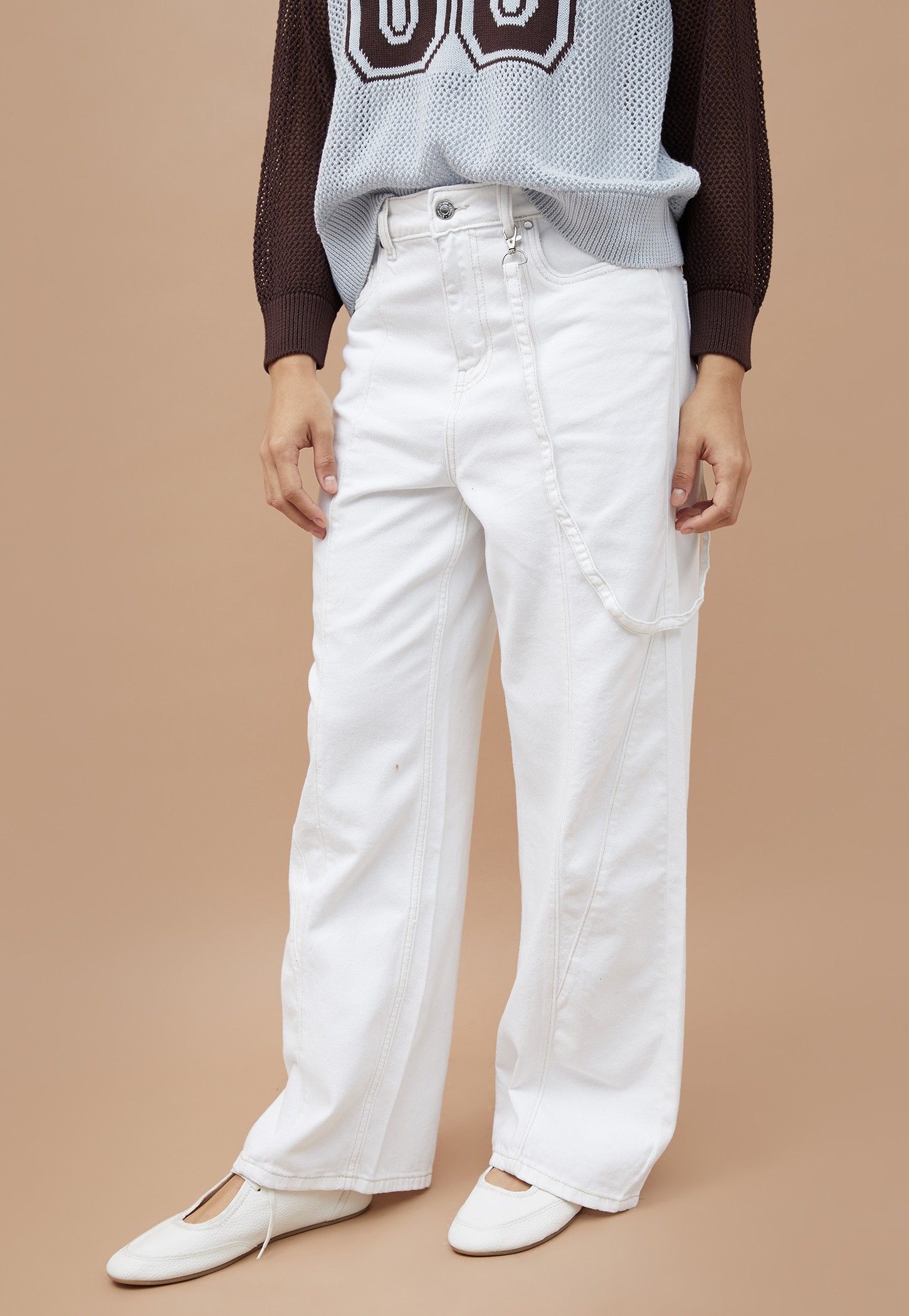 GINGER Solid Wash Wide-Leg Jeans-picture-33