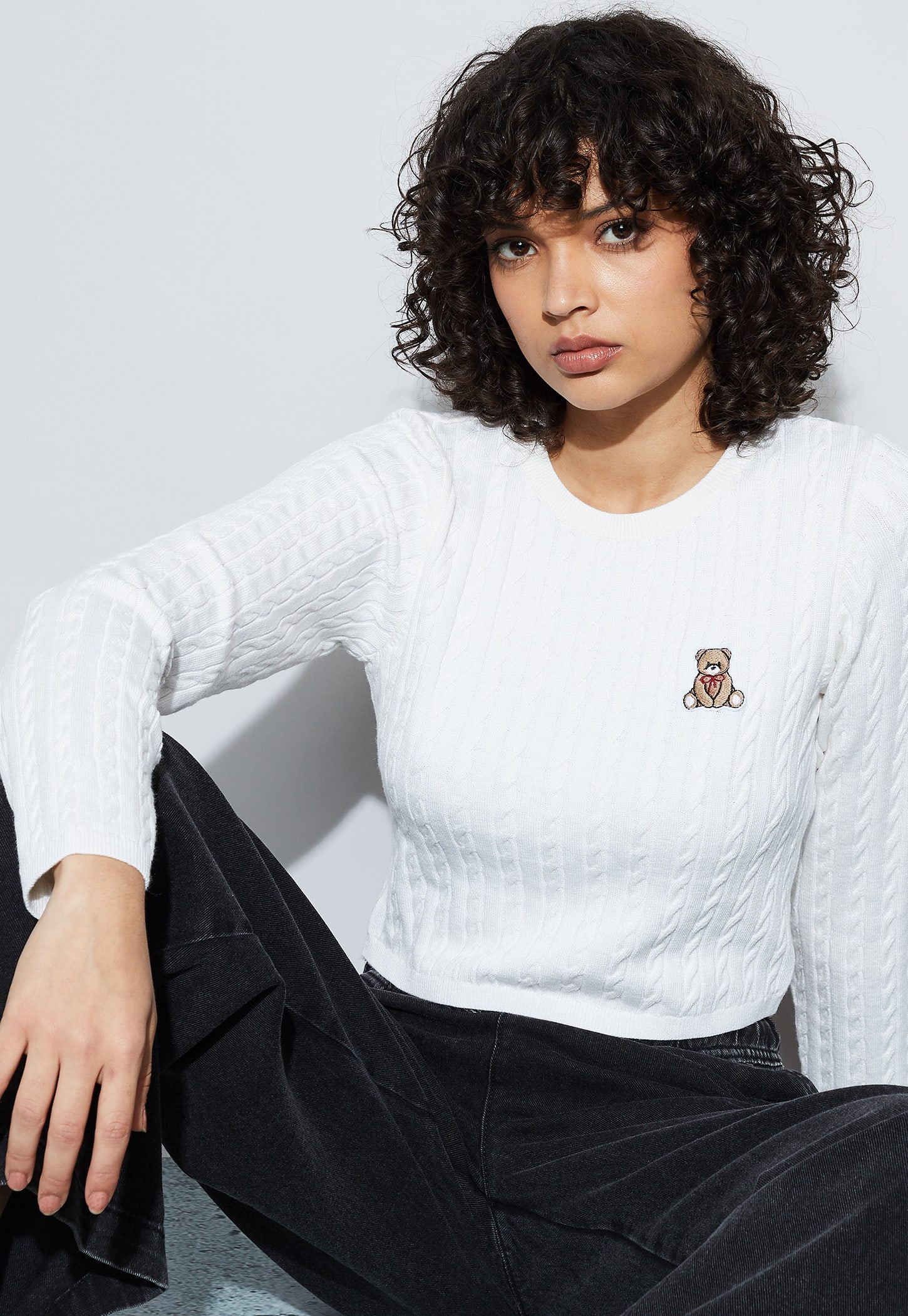 GINGER Cable Knit Crop Top-image-5