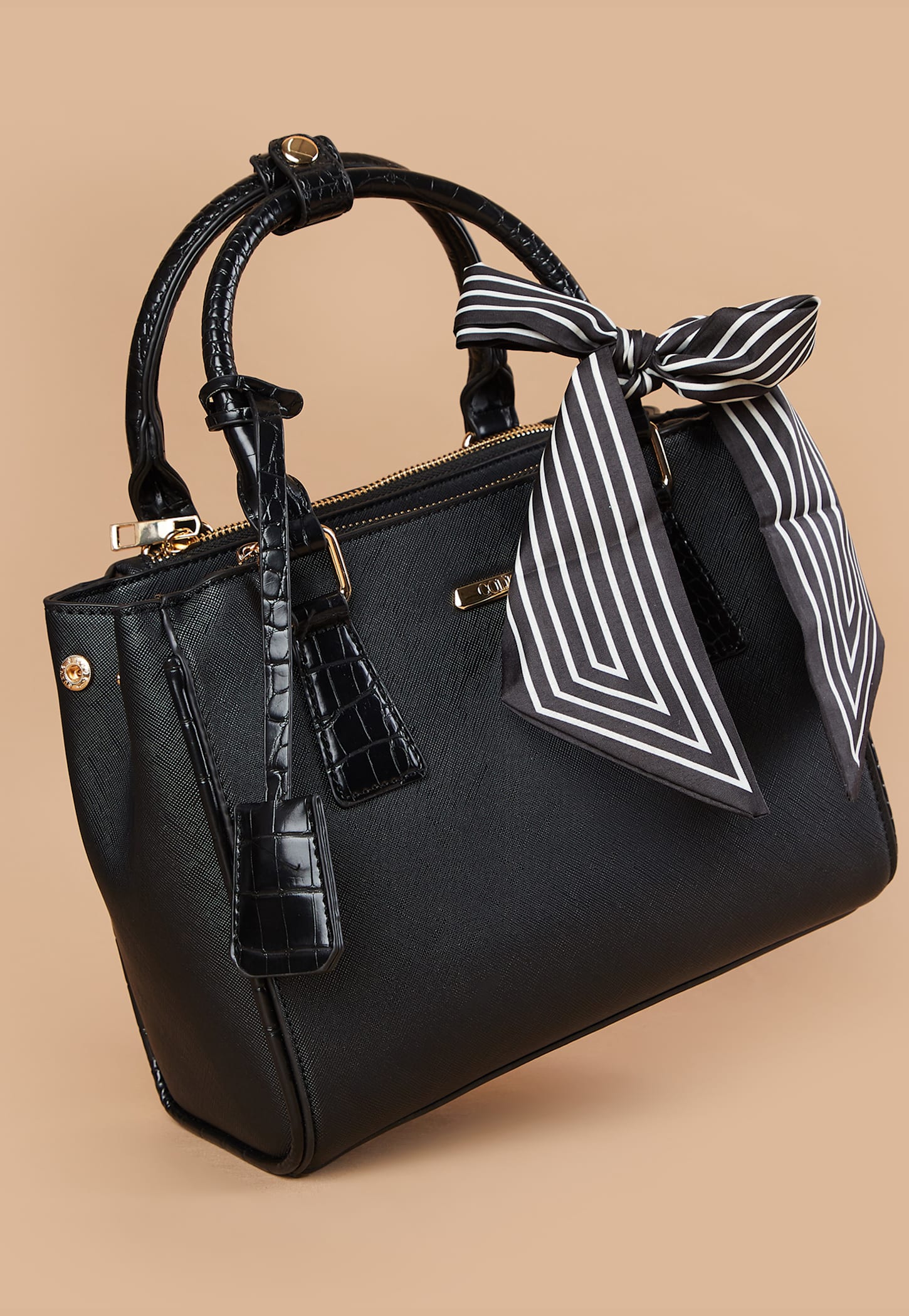 CODE Textured Handheld Bag with Scarf Detail-picture-43