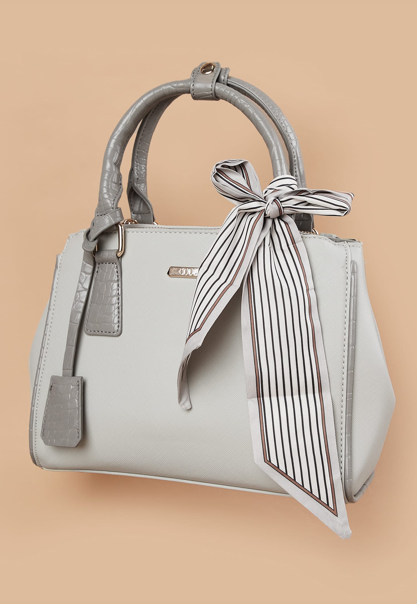 CODE Textured Handheld Bag with Scarf Detail-picture-38