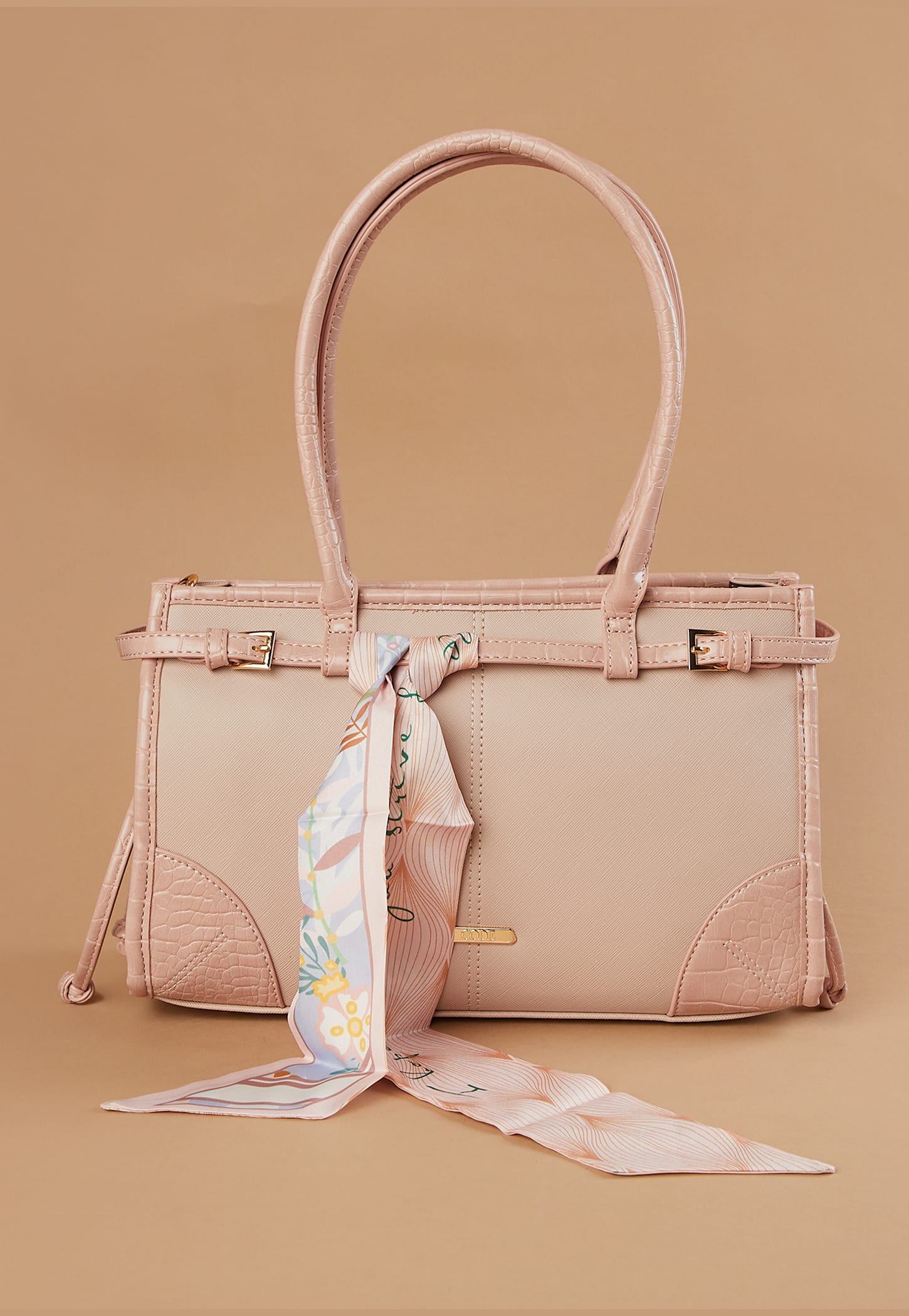 CODE Textured Shoulder Bag with Bandana-picture-43