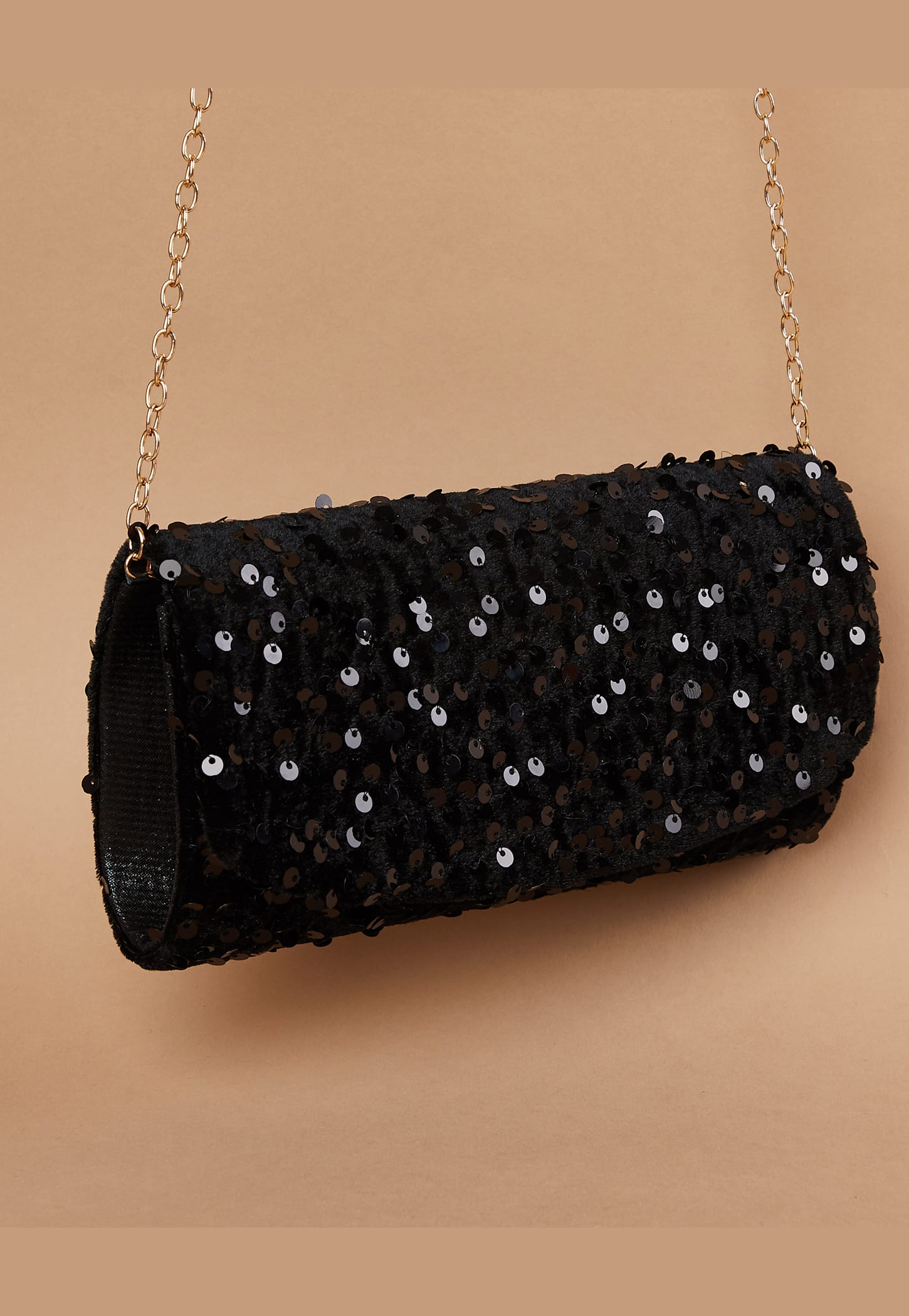 CODE Sequin Embellished Clutch with Sling-picture-41
