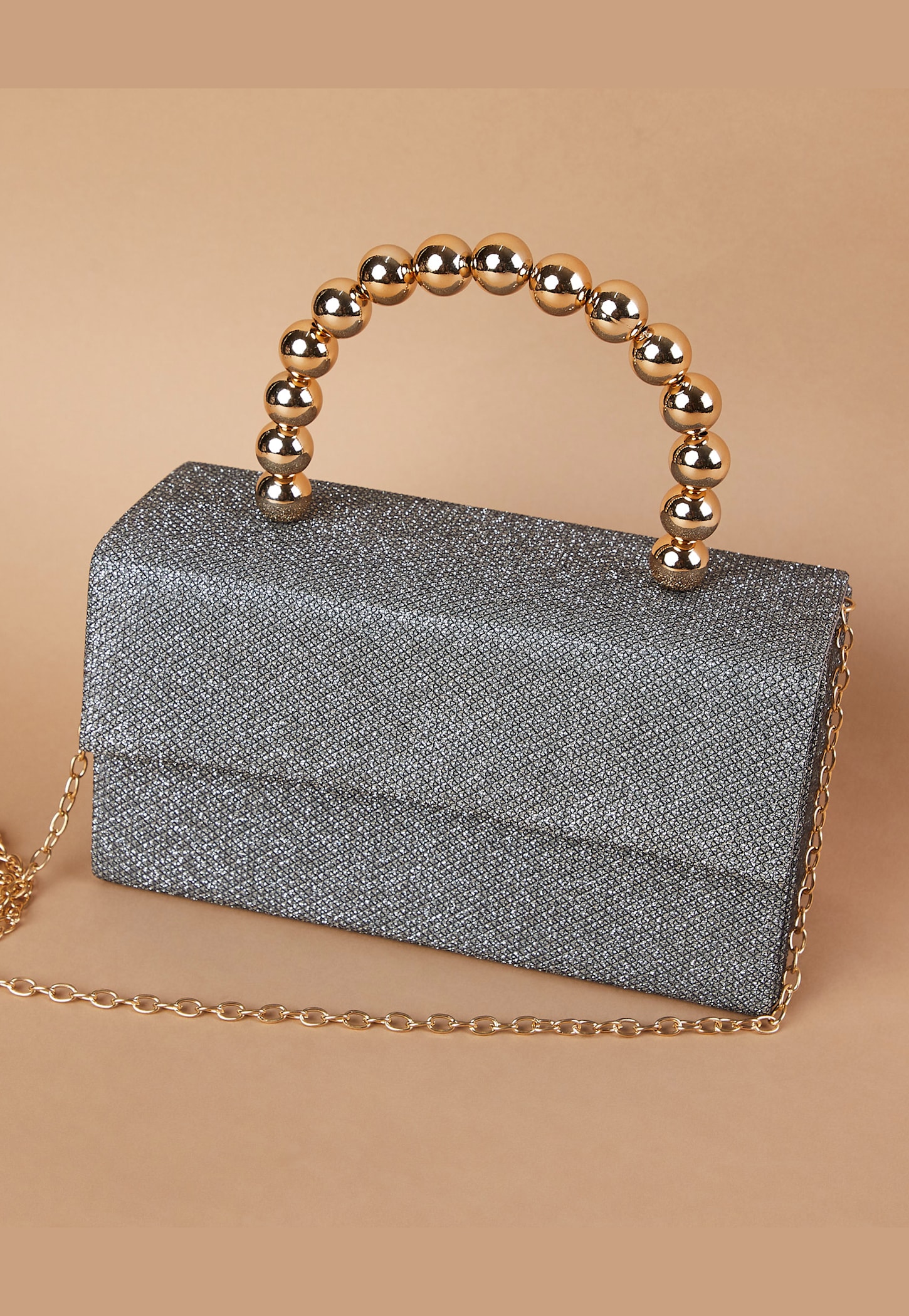 CODE Shimmer Textured Box Clutch with Sling-picture-51