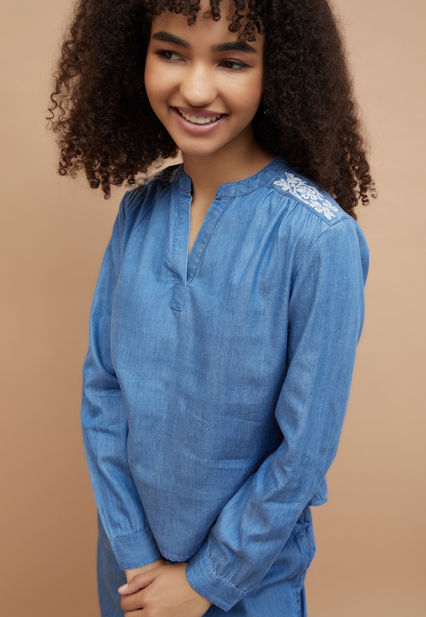 FAME FOREVER Embroidered Shoulder Denim Top-picture-48