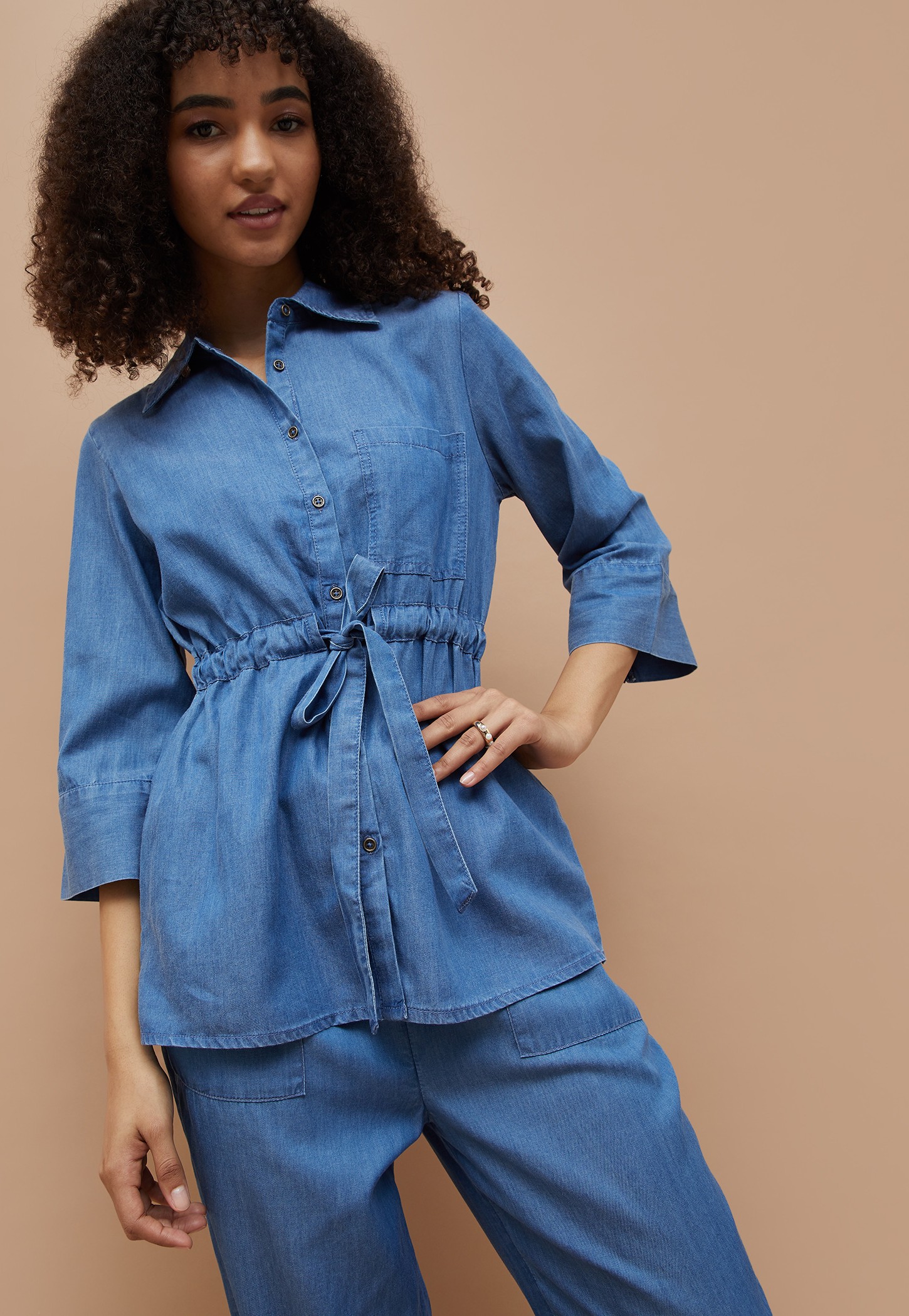 FAME FOREVER Denim Top with Scrunched Front-picture-28