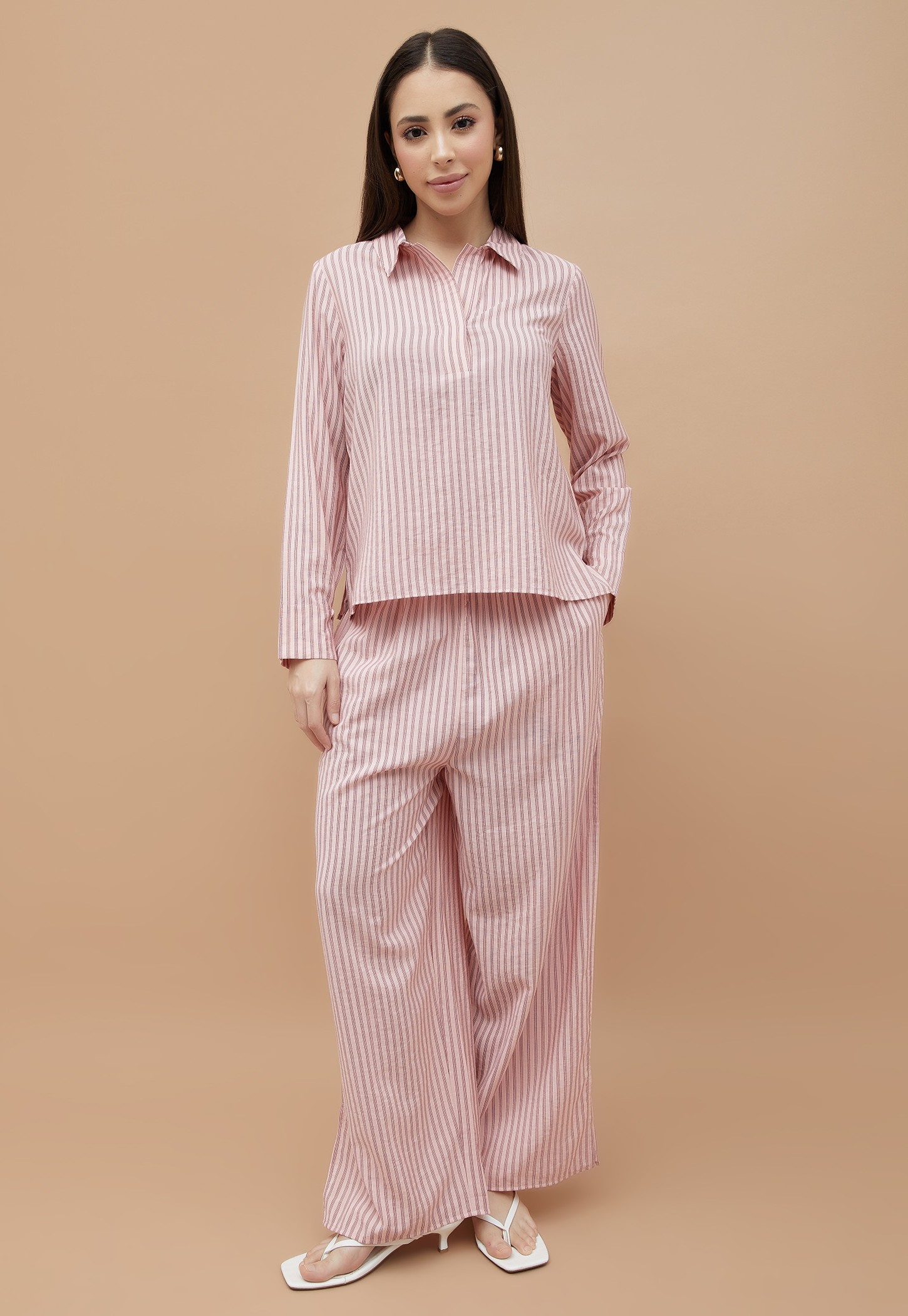 FAME FOREVER Striped Collared Top