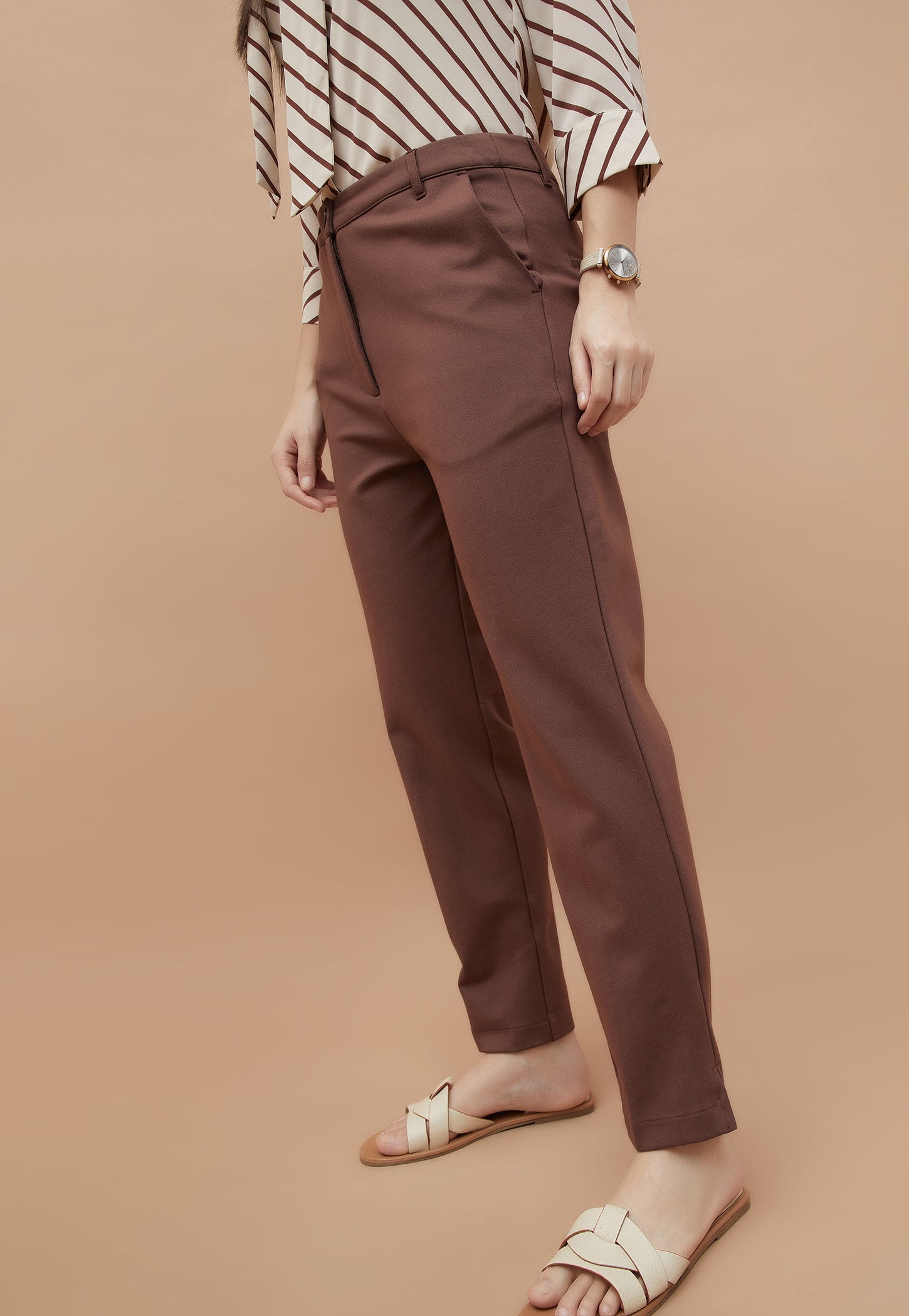 CODE CLASSIC Solid Tapered Trousers-picture-43
