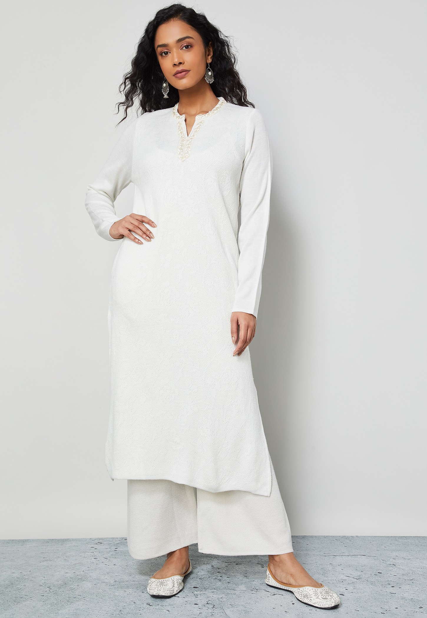 MELANGE Knitted Winter Straight Kurta-picture-31