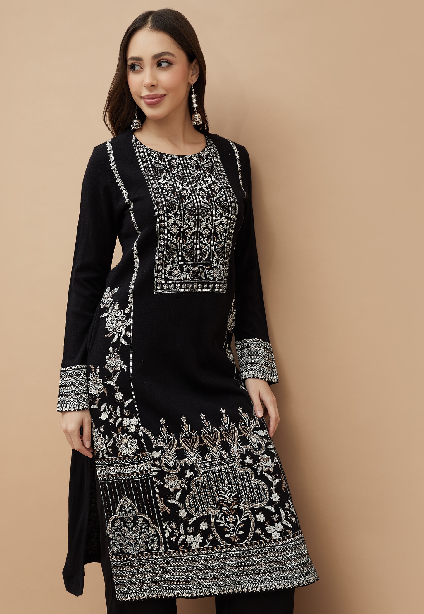 MELANGE Embroidered Straight Winter Kurta-picture-13