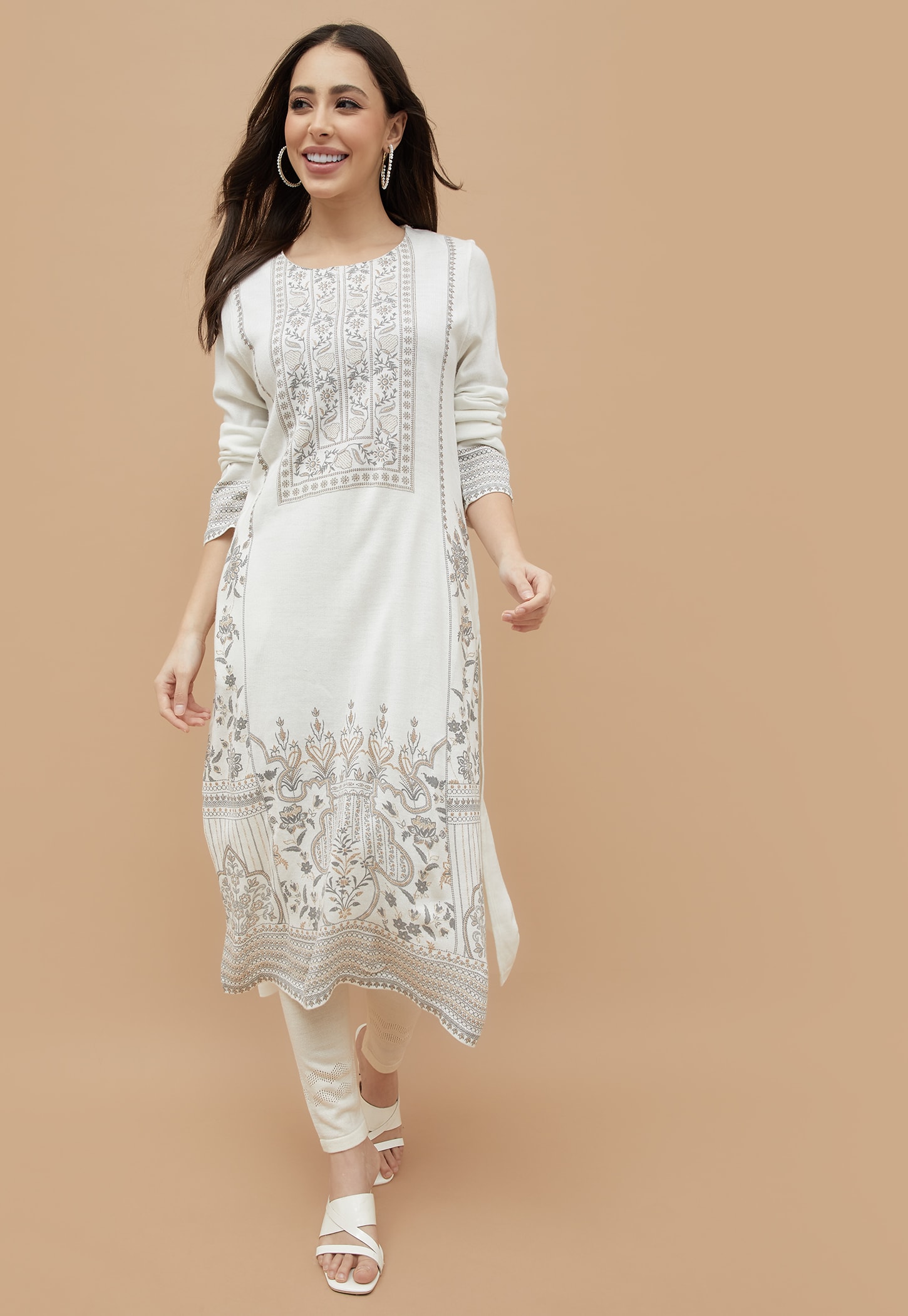 MELANGE Embroidered Straight Winter Kurta-picture-41