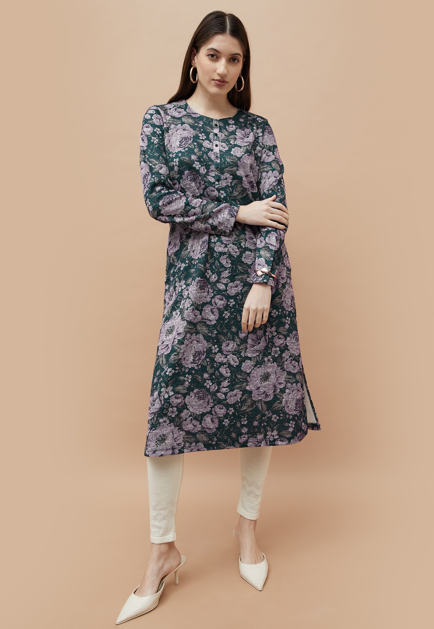 MELANGE Floral Print Straight Kurta-image-25