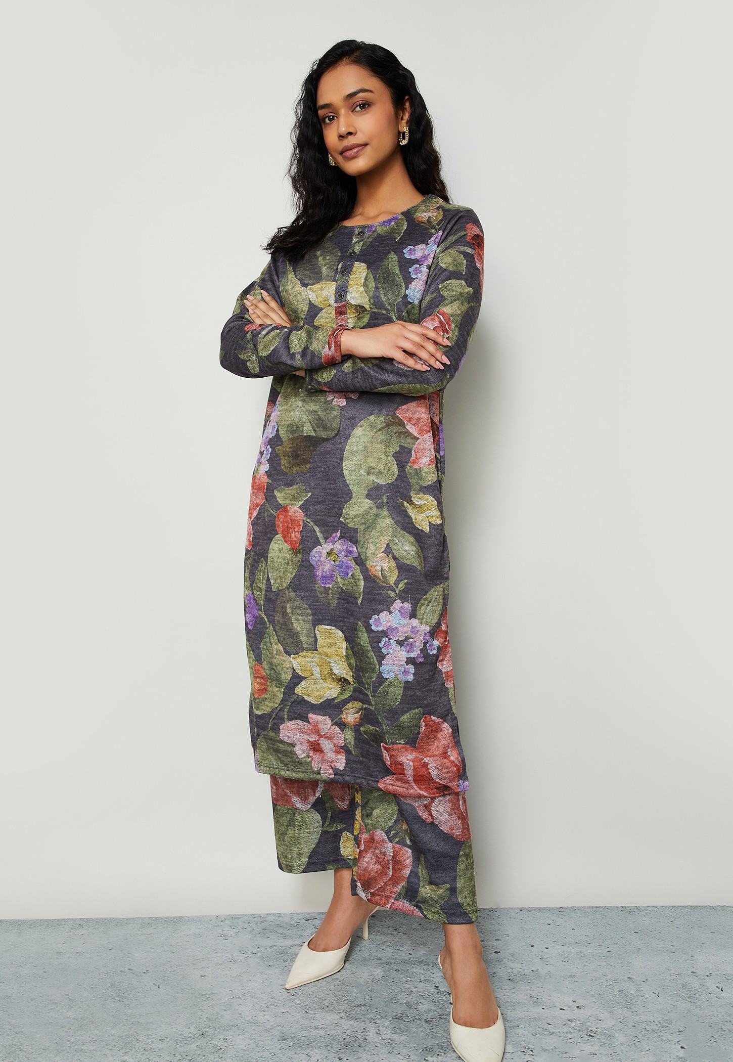 MELANGE Floral Print Straight Kurta Set-picture-27