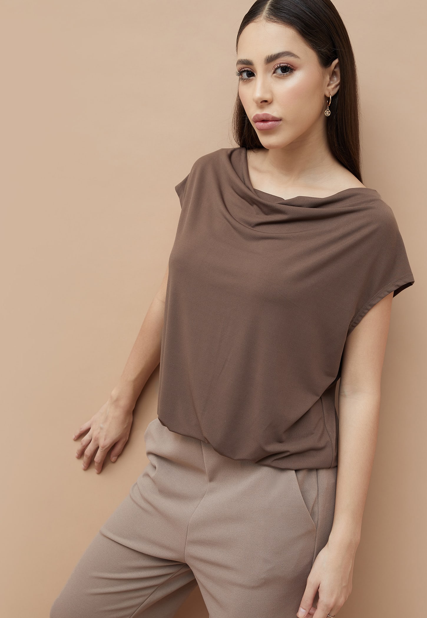 CODE Solid Cowl Neck Top-picture-18