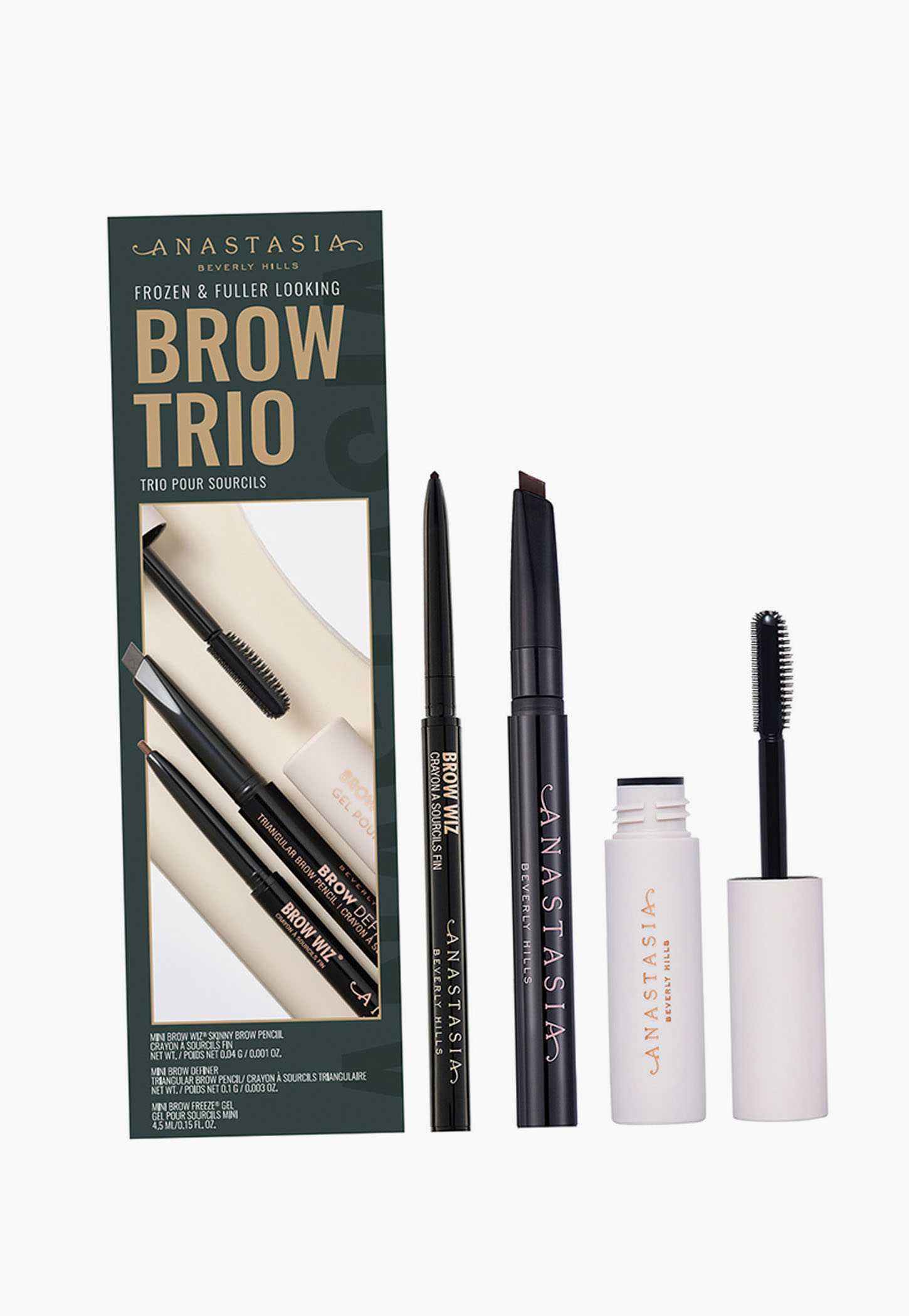 ANASTASIA BEVERLY HILLS Frozen & Fuller Looking Brow Trio Kit - Dark Brown - 0.1ml + 0.04ml + 4.5 ml-picture-35