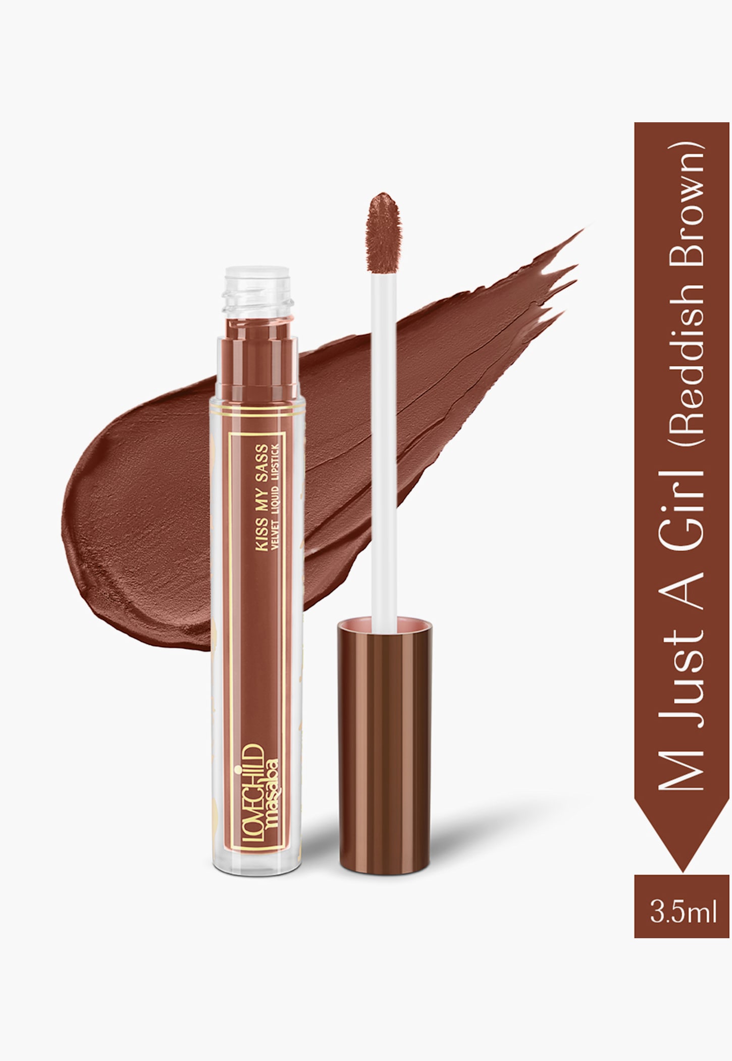 LOVECHILD MASABA Kiss My Sass Velvet Liquid Lipstick - M Just a Girl (Reddish Brown) - 3.5ml-picture-26