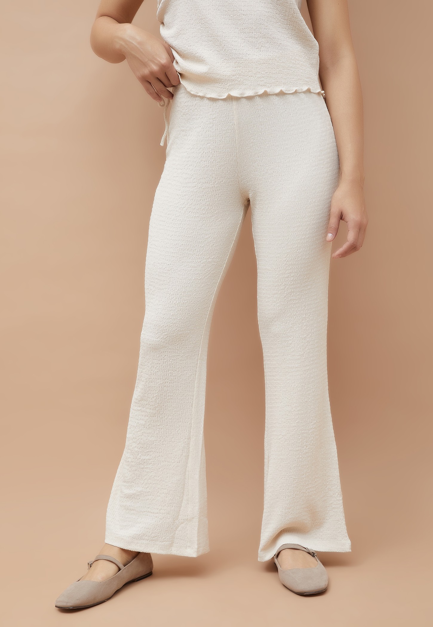 GINGER Textured Flared Trousers-picture-55