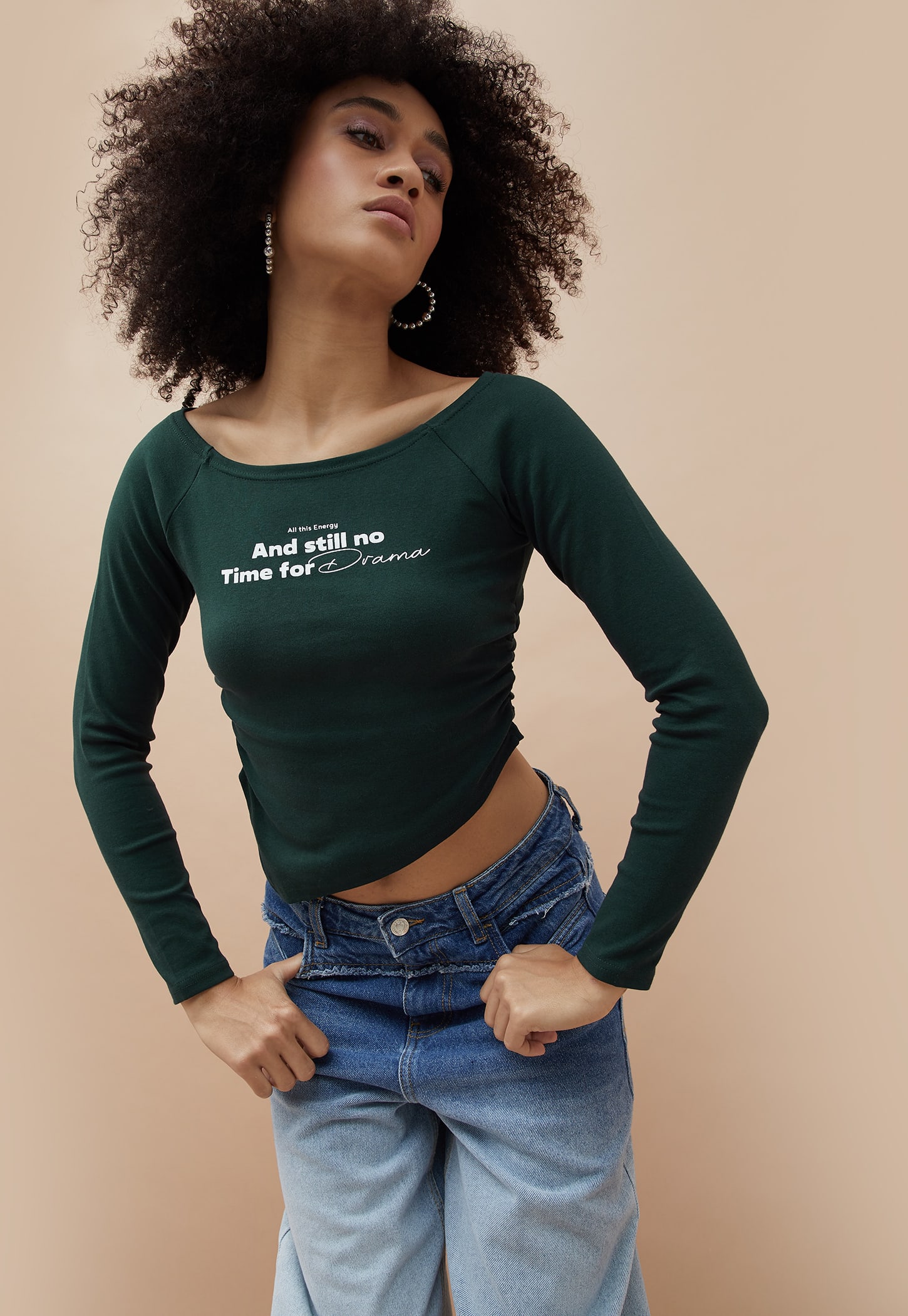 GINGER Typographic Print Asymmetric Crop T-shirt-picture-36