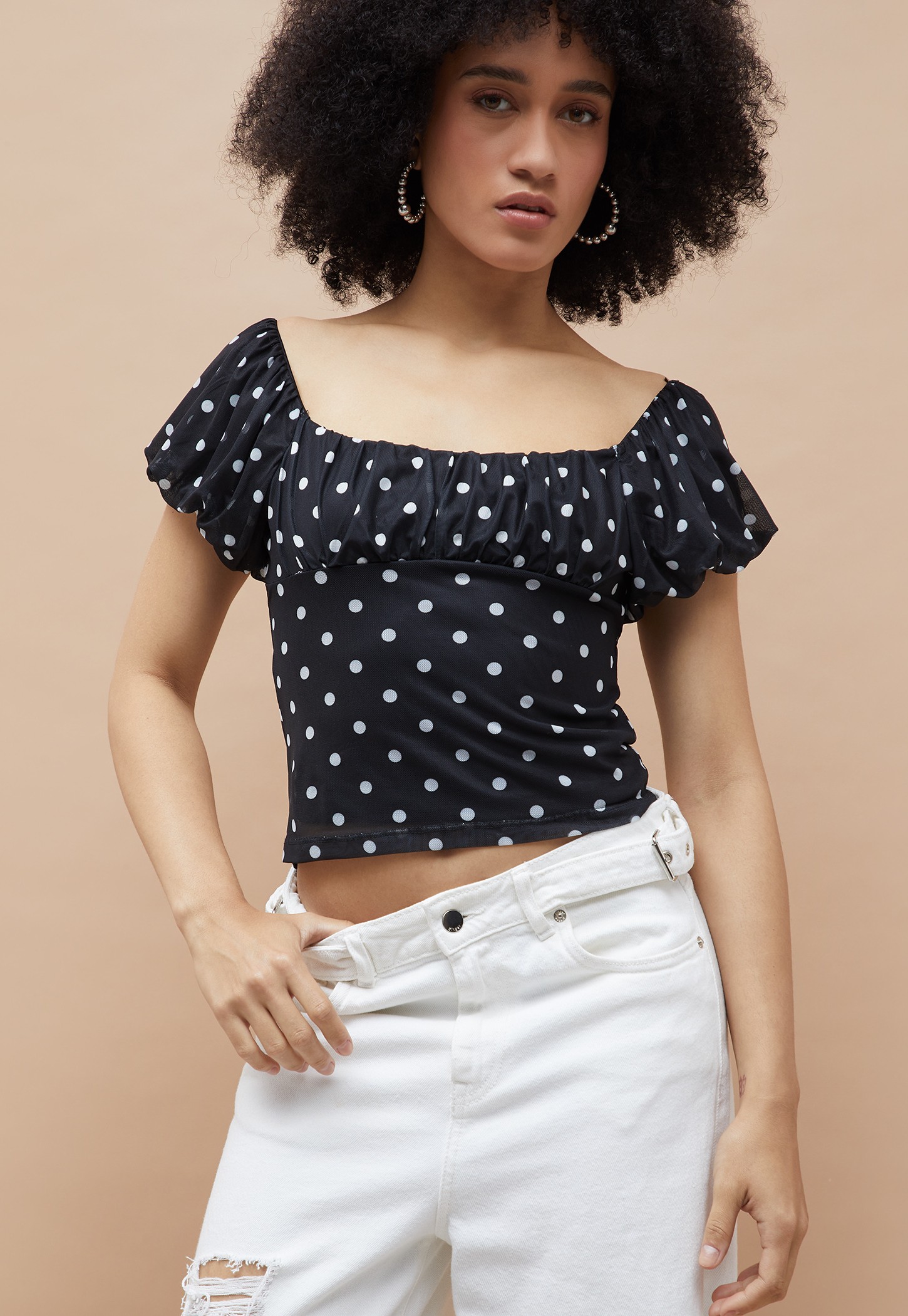 GINGER Polka Dot Print Crop Top-picture-30