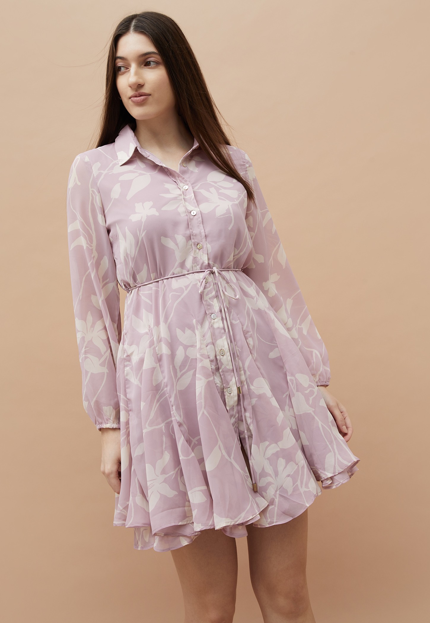 CODE Floral Print Buttoned A-line Dress-picture-42