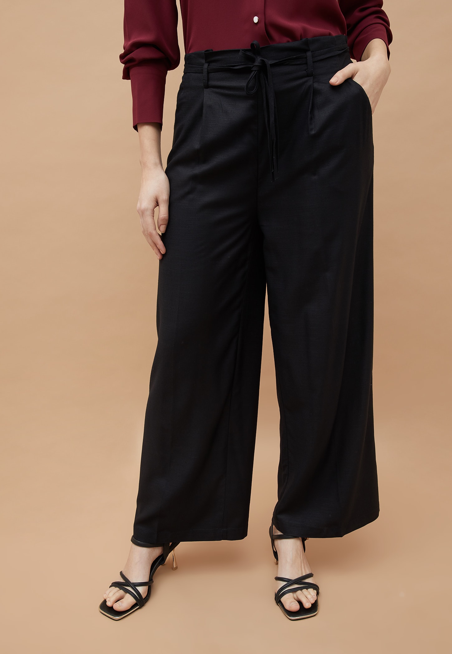 CODE Textured Wide Leg Trousers-picture-53