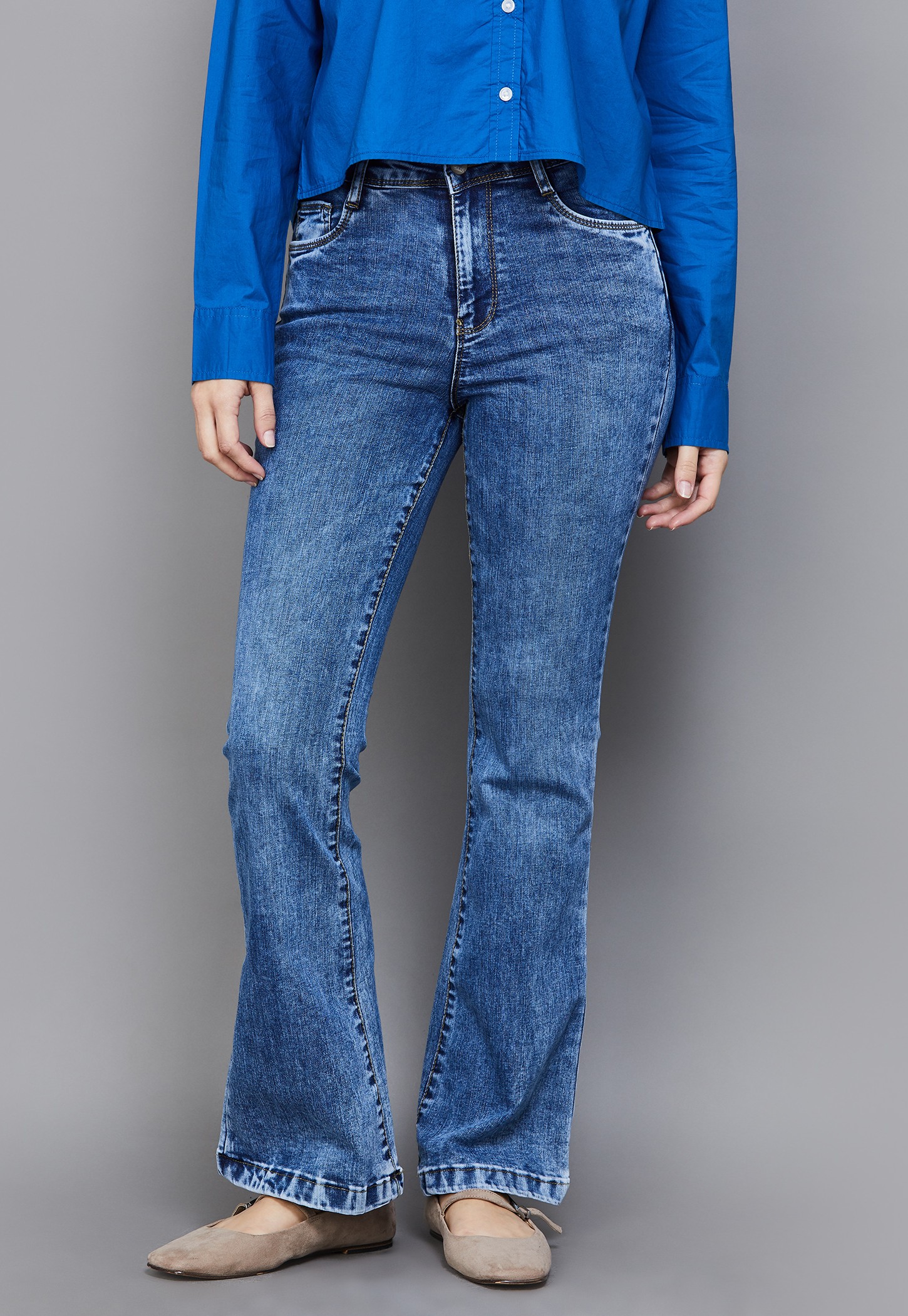 KRAUS Acidwashed Flared Fit Jeans-image-2
