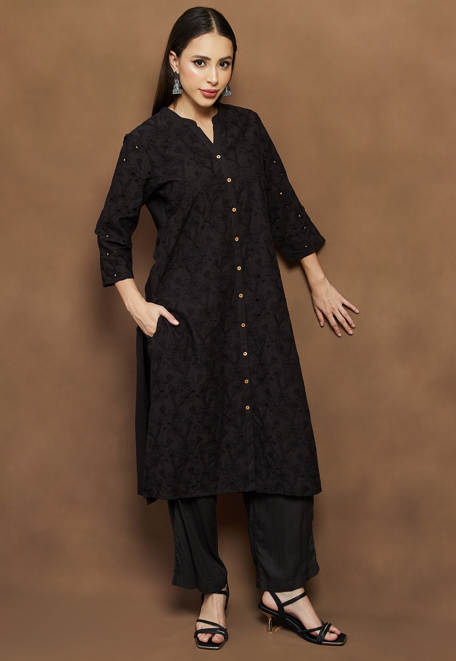 MELANGE Embroidered Straight Kurta-image-24