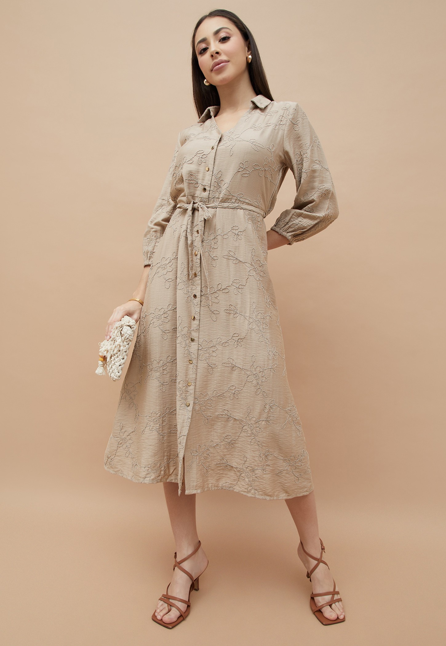 CODE Embroidered Shirt Dress-picture-20
