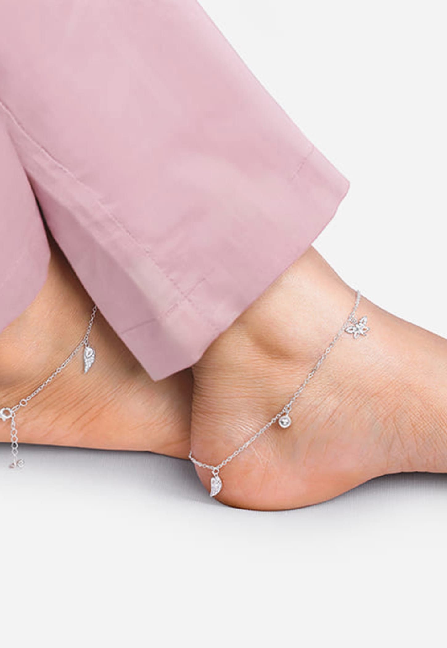 GIVA Zircon Sterling Silver Charm Anklet-image-19