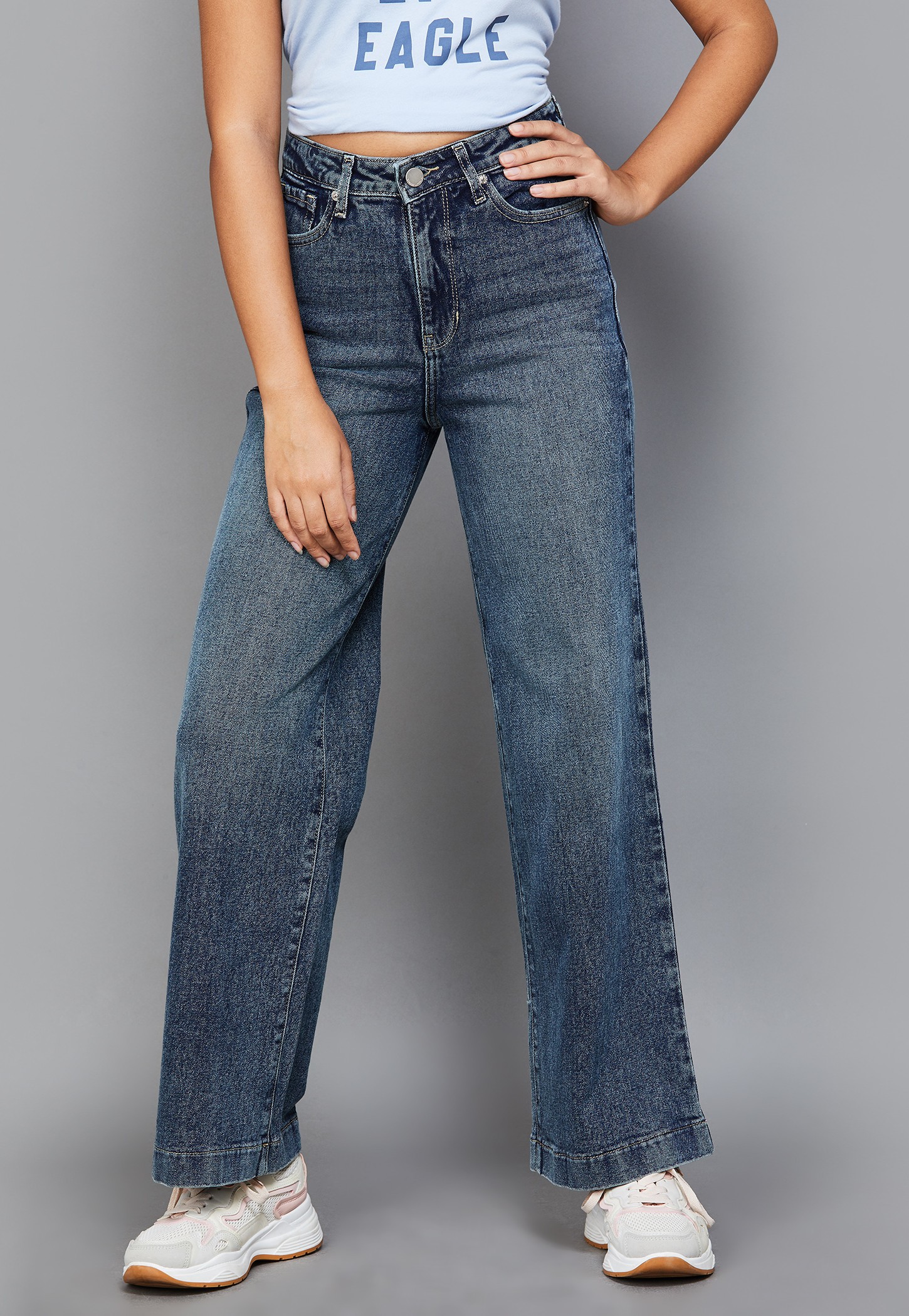 XPOSE Washed Wide Leg Jeans-picture-42
